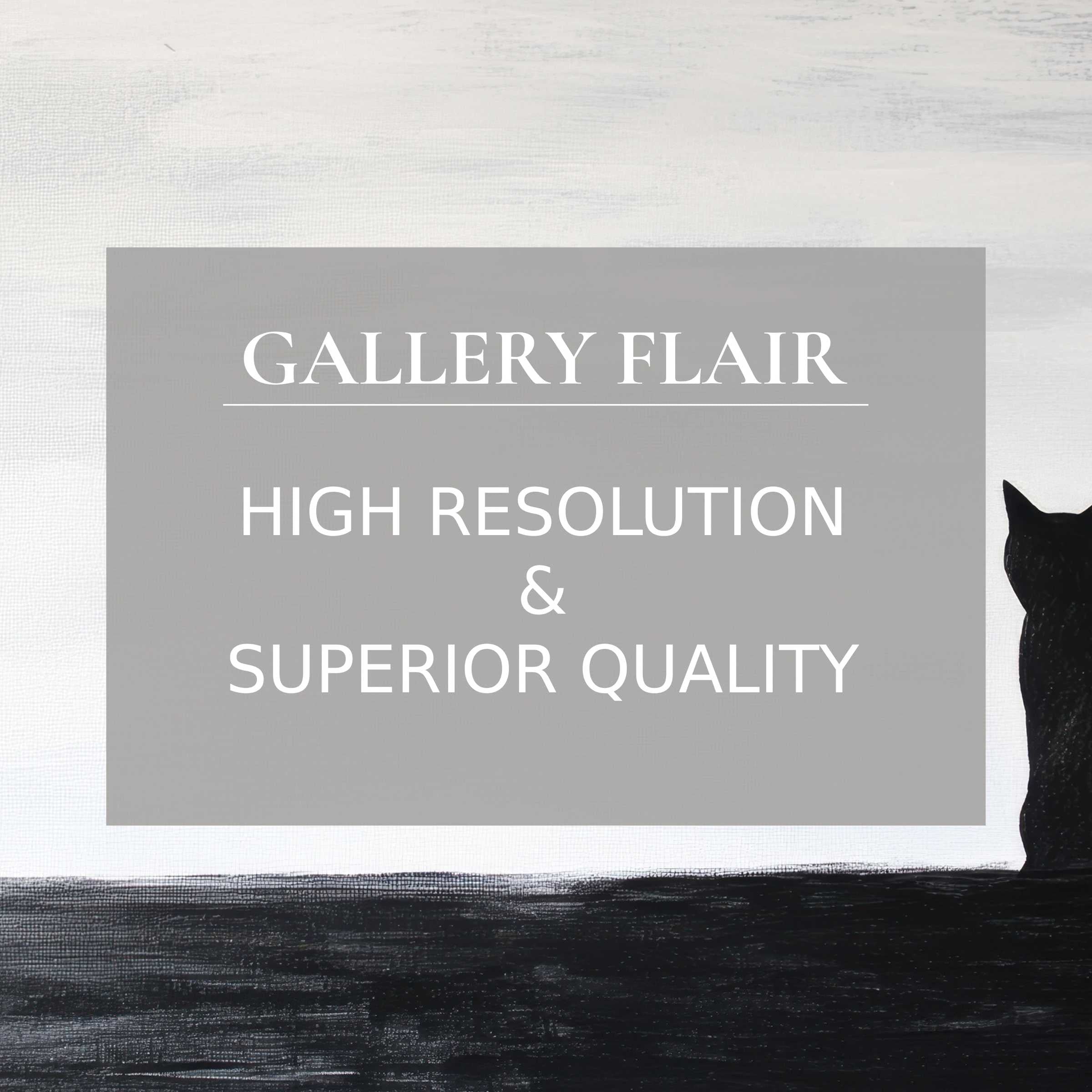 Elegant black cat painting as a wallpaper for Mac and PC, offering calm minimalism for your workspace with high-resolution digital download