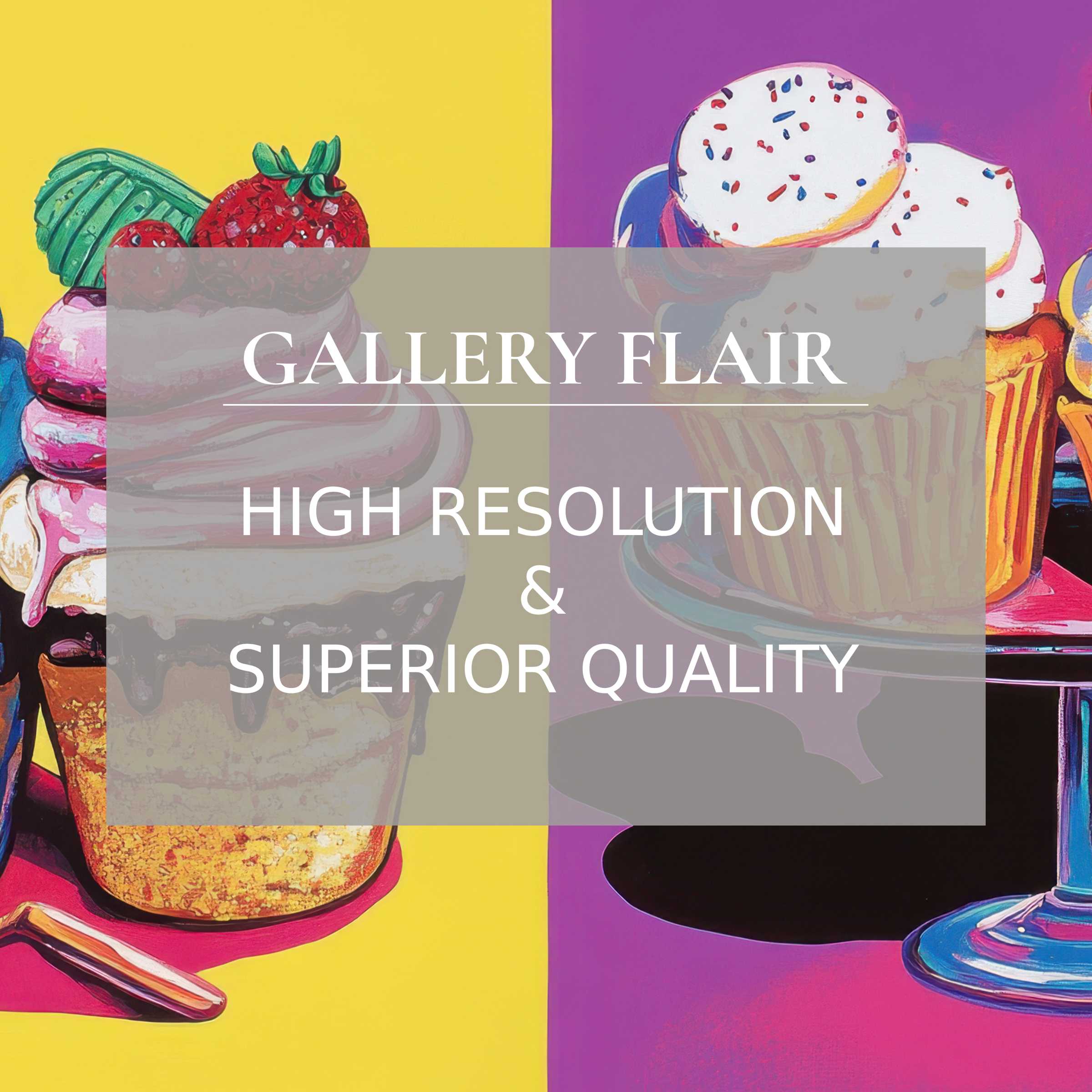 Vibrant cupcake art wallpaper for Mac and PC digital download, high-resolution curated design inspiring elegance in any workspace