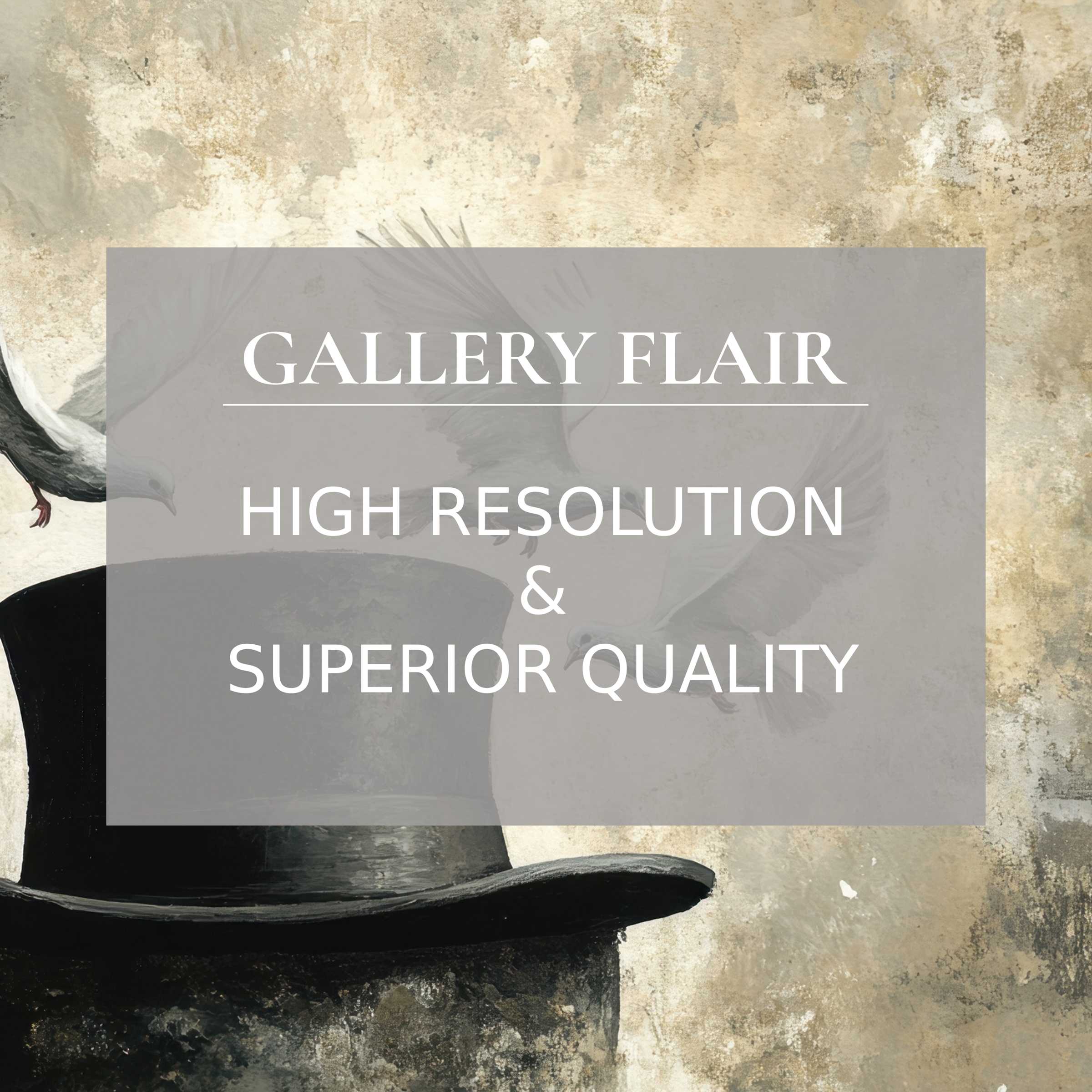 Elegant wallpaper for Mac and PC showcasing timeless high-resolution art with graceful doves and top hat for mindful workspaces