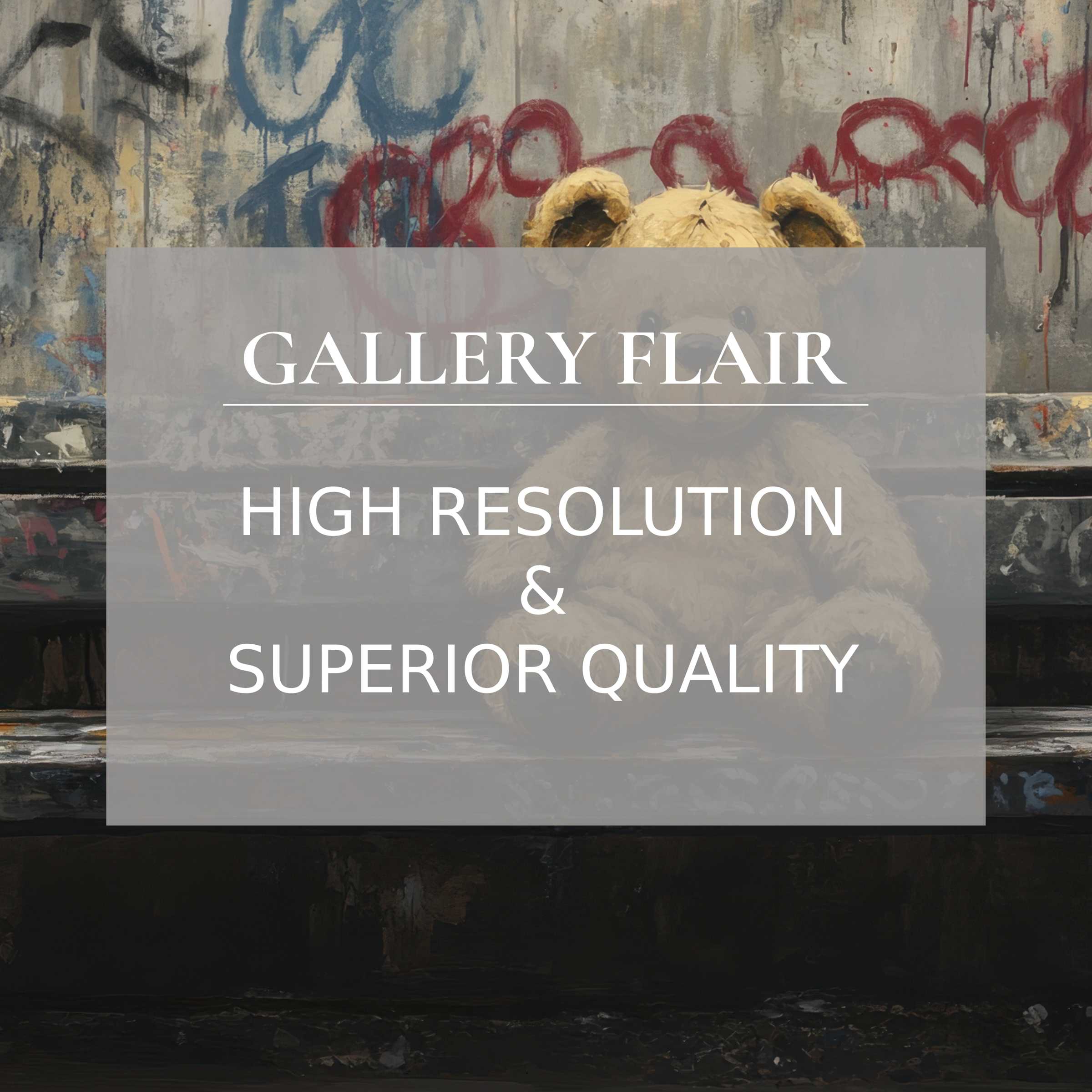 Cozy teddy bear against graffiti wall, perfect wallpaper for Mac and PC; inspire calm elegance in any curated workspace, easy digital download