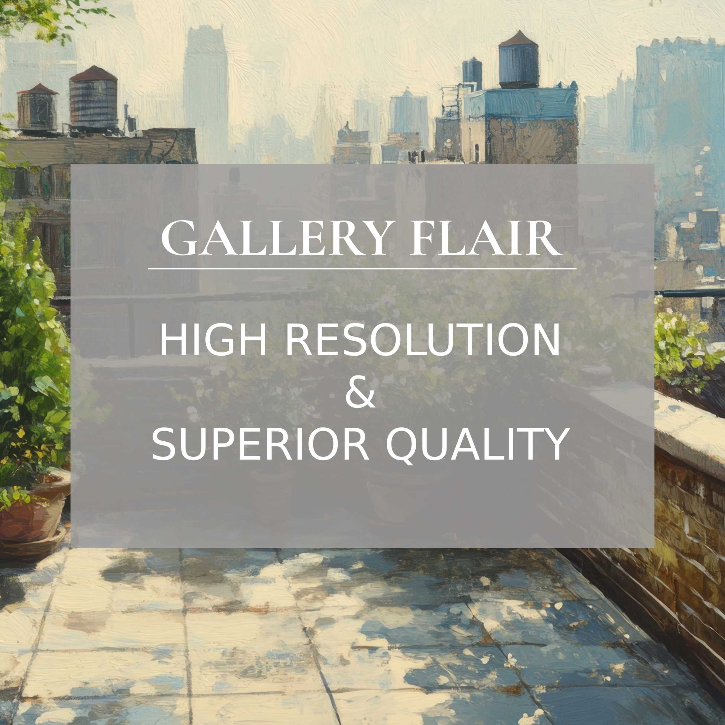 Calming cityscape wallpaper for Mac and PC digital download depicts rooftop garden view, perfect for serene home office inspiration