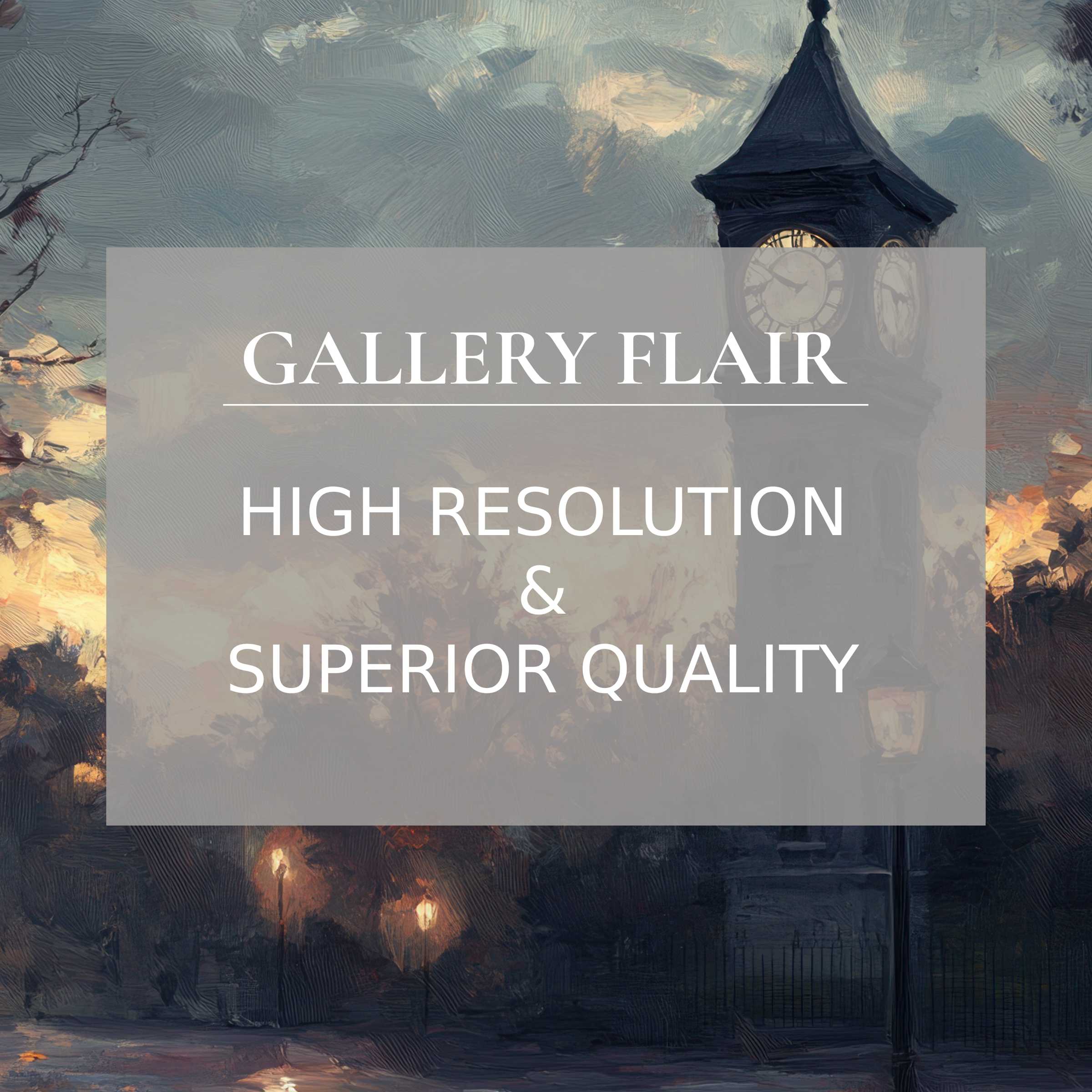 Elegant dusk painting with a clock tower, perfect iPad wallpaper for a calm, curated tablet background, easy digital download