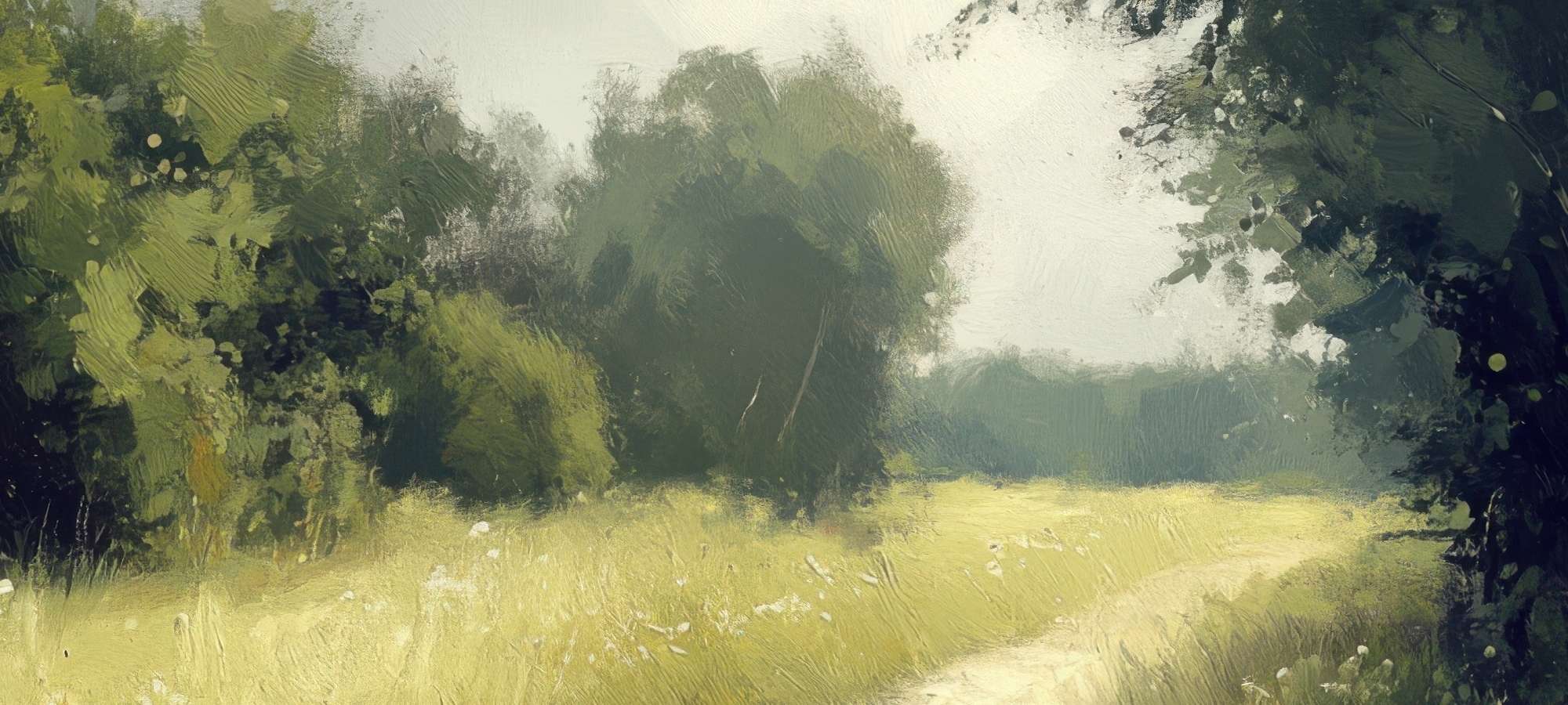 Close-up of painted green textures for landscape desktop wallpapers featuring nature motifs