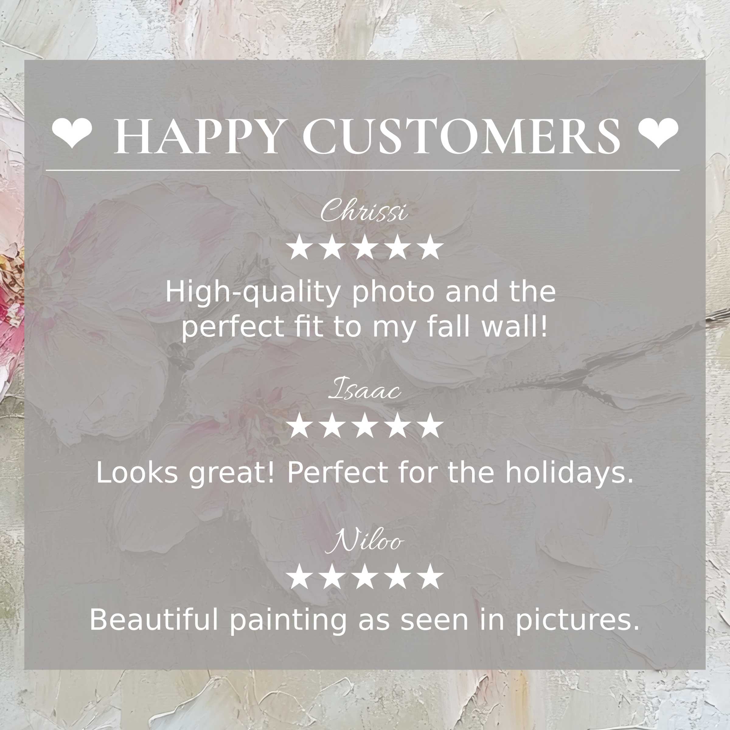 Elegant abstract artwork with soft pastel hues highlights positive reviews, inspiring trust in spring art for Frame TV by happy customer