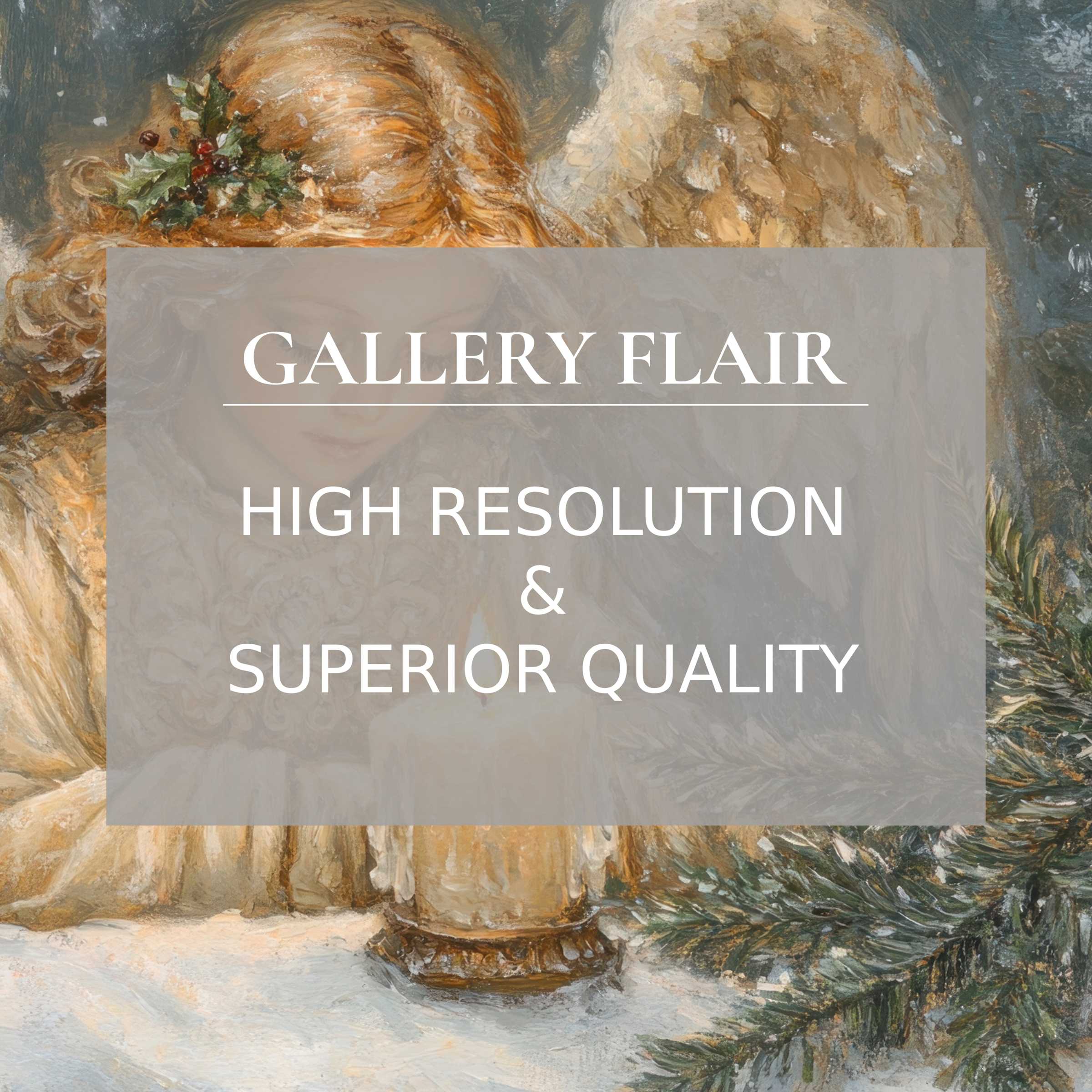 Elegant, high-resolution christmas Frame TV picture featuring soft angels and candles in refined, classic brushstrokes