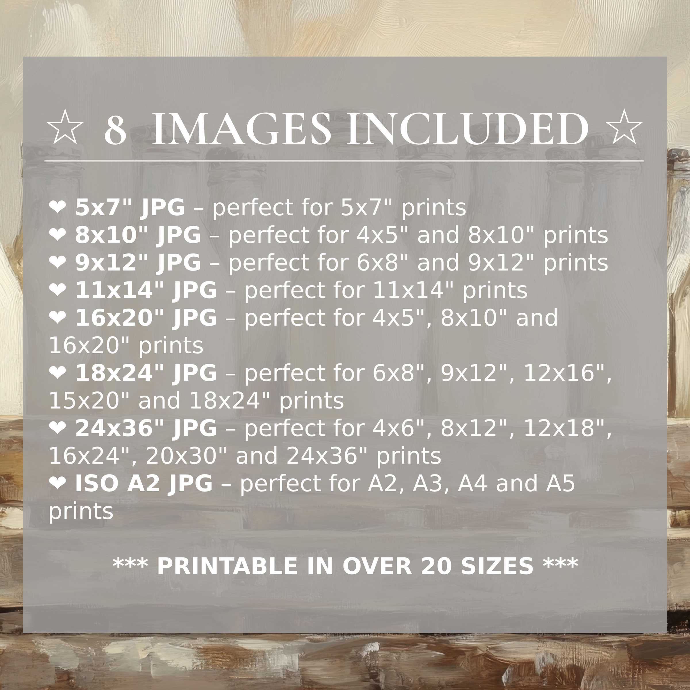 Farmhouse digital print in soothing beige and brown tones, radiating warmth and refinement, includes 8 high-quality sizes for versatile modern interior styling