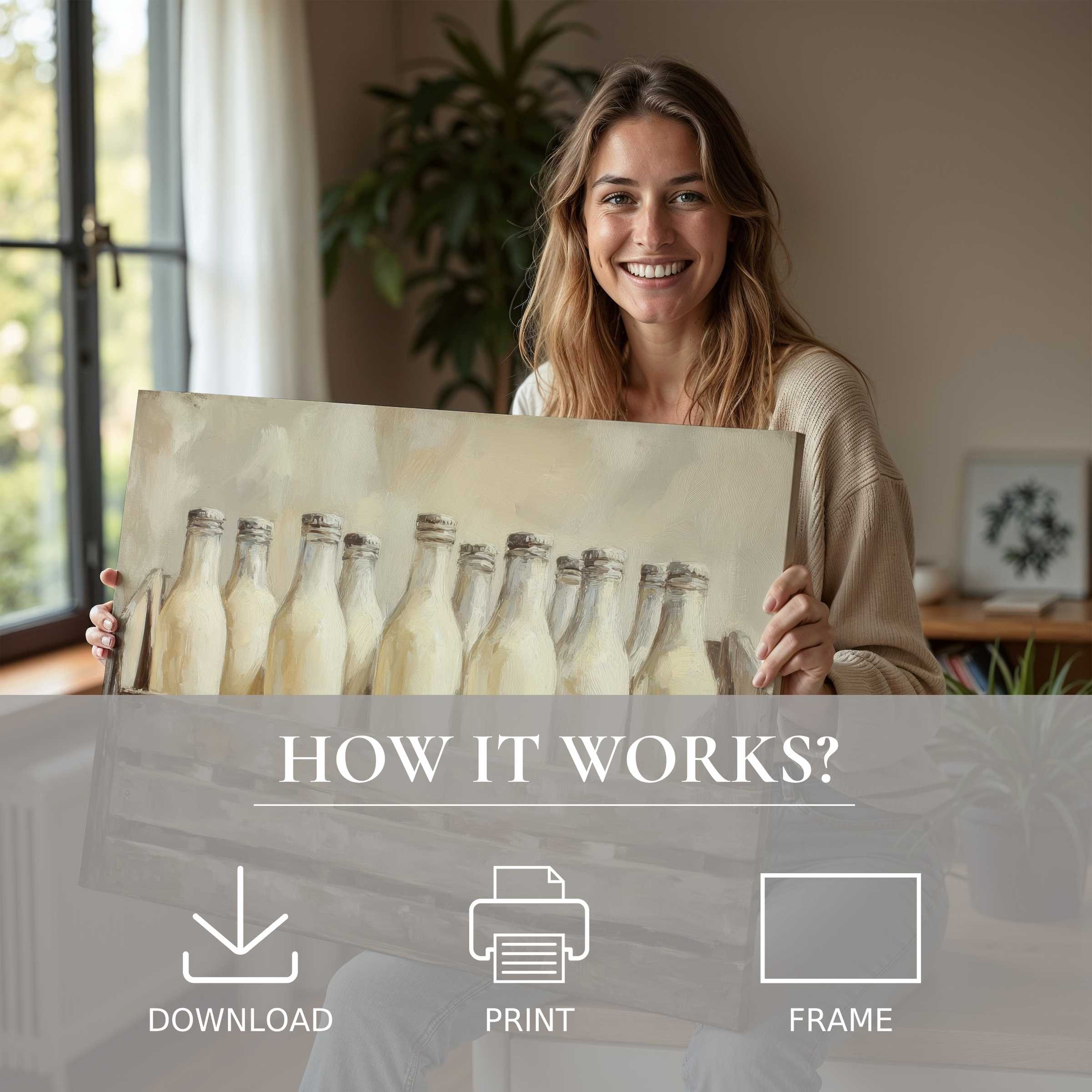 Warm farmhouse digital art print elevates modern living spaces, inspiring joy and effortless style with timeless rustic charm