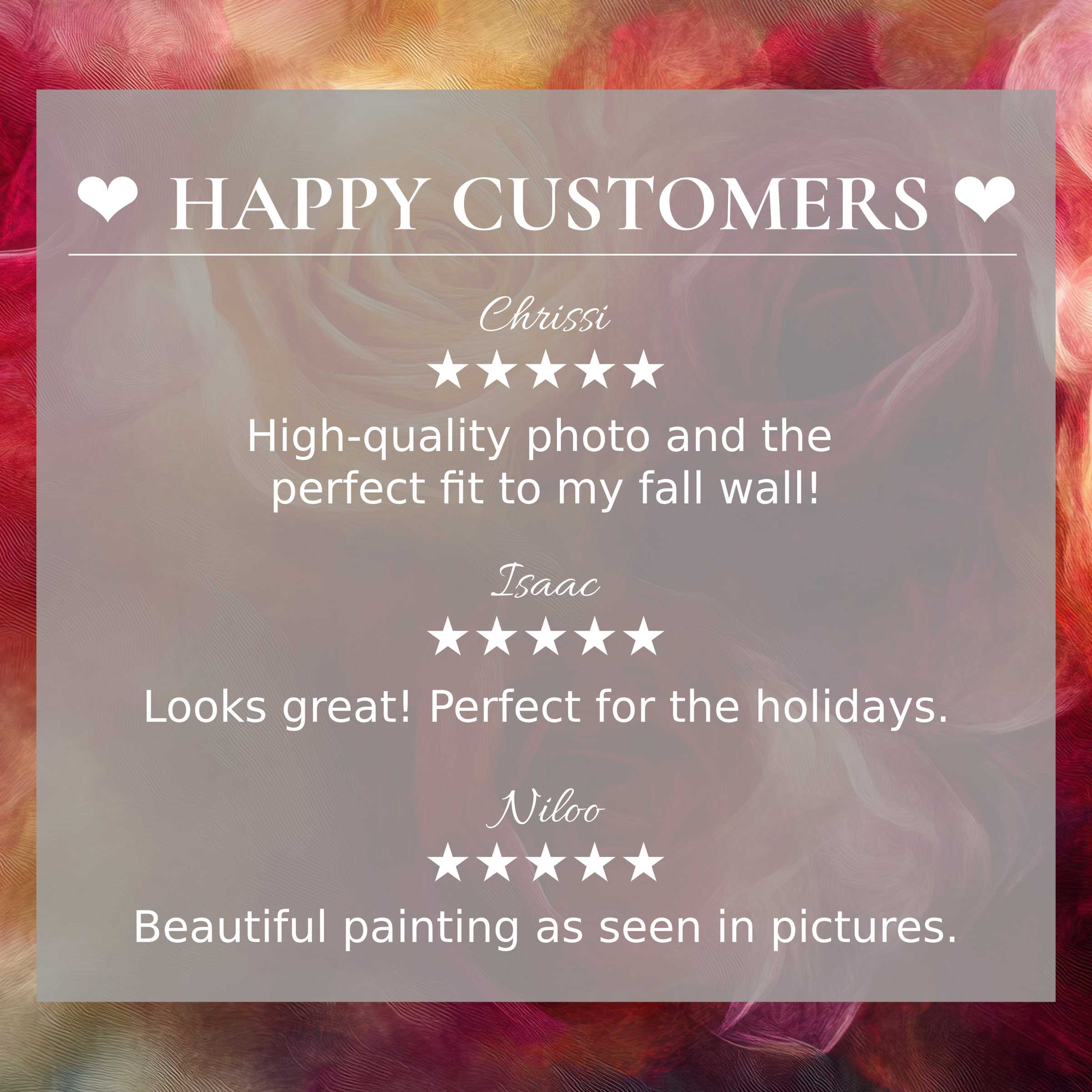 Refined floral art for Frame TV with abstract sunset hues; happy customer reviews build trust and highlight elegant style