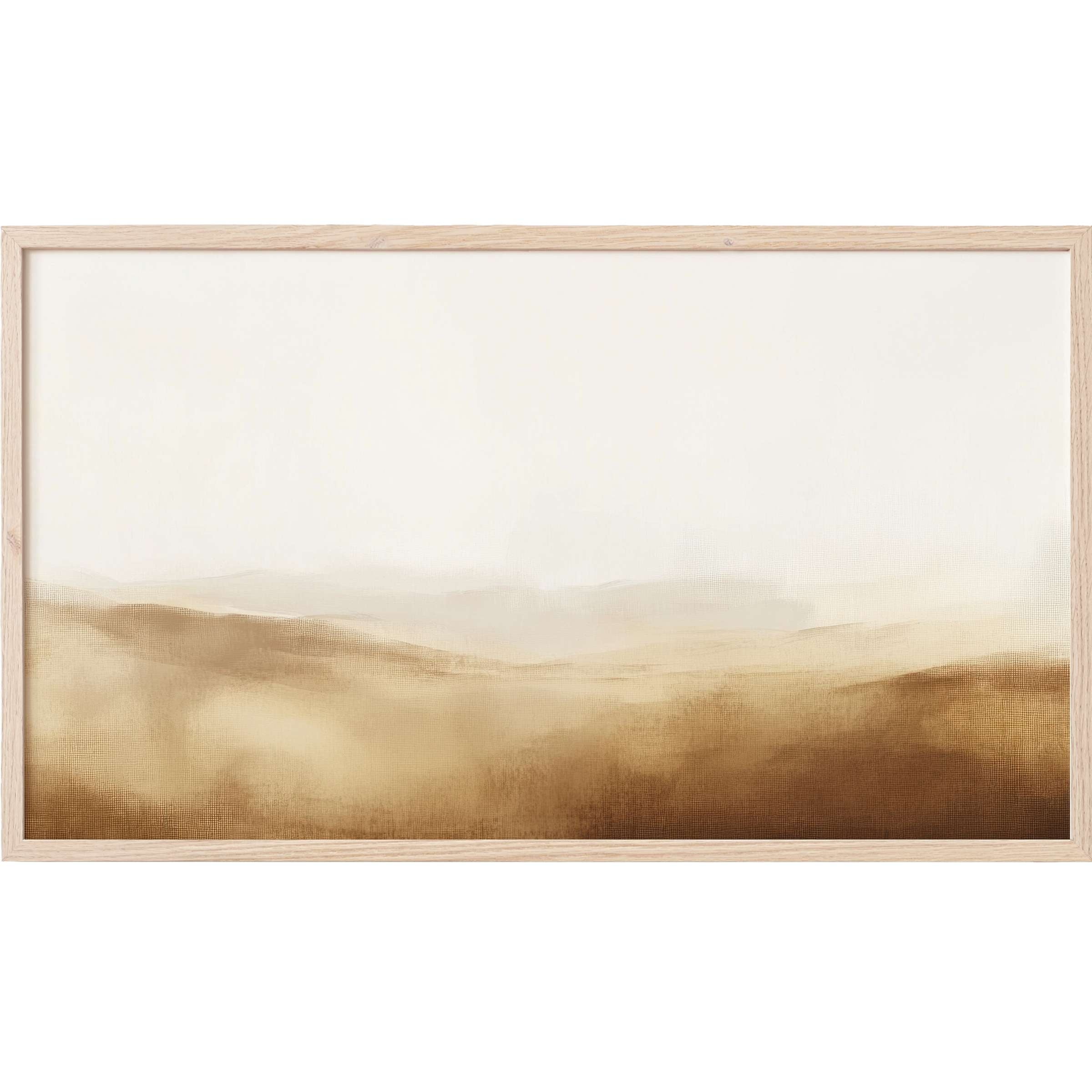 Minimalist landscape Frame TV Art in warm beige and brown tones with soft, blurred layers for a modern, serene aesthetic
