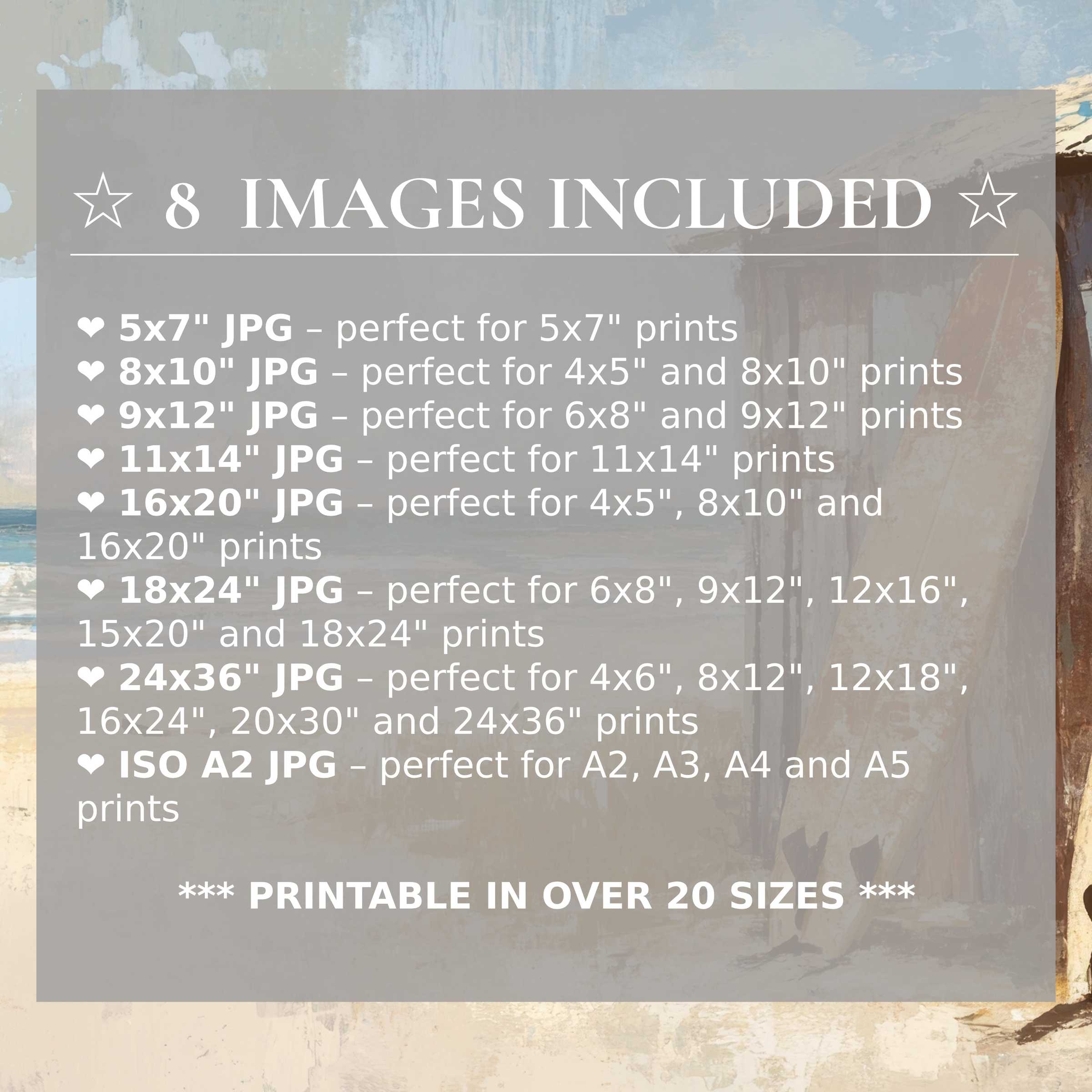 Coastal digital print in serene blues and warm neutrals, radiating calm sophistication with 8 high-quality sizes included