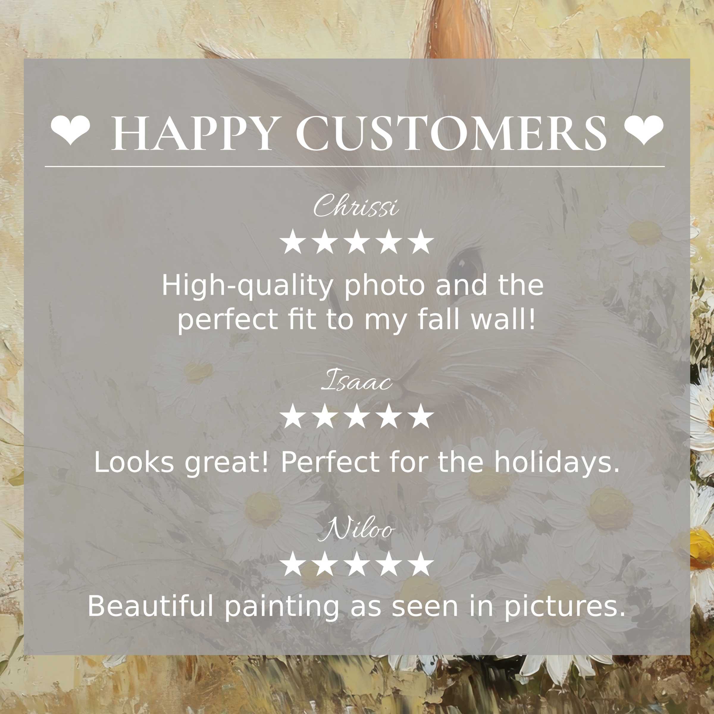 Elegant easter art for Frame TV with soft floral tones, showcasing happy customer reviews that build trust and style