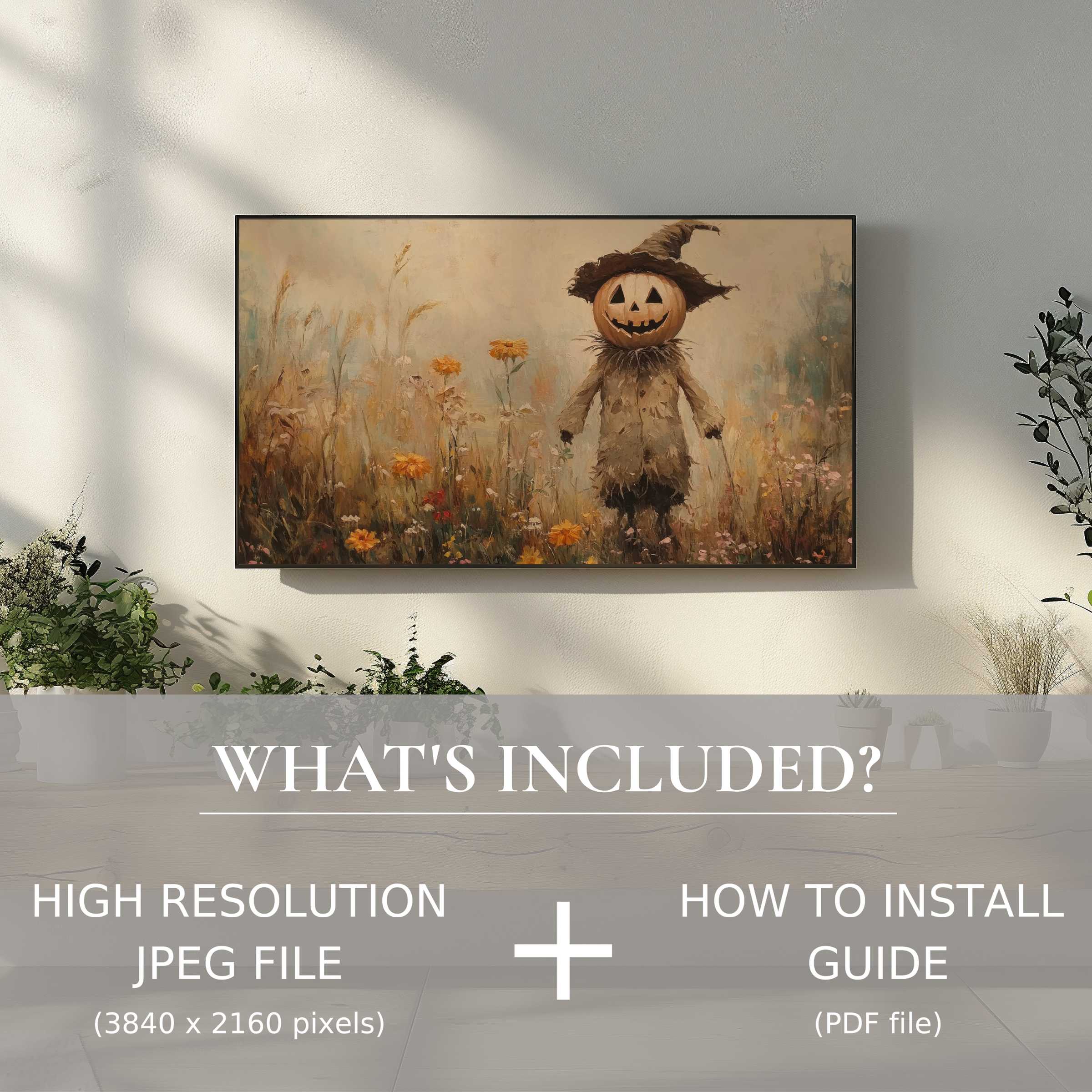 Elegant Halloween digital TV art download with easy use, enhancing modern living spaces with warm, stylish seasonal charm