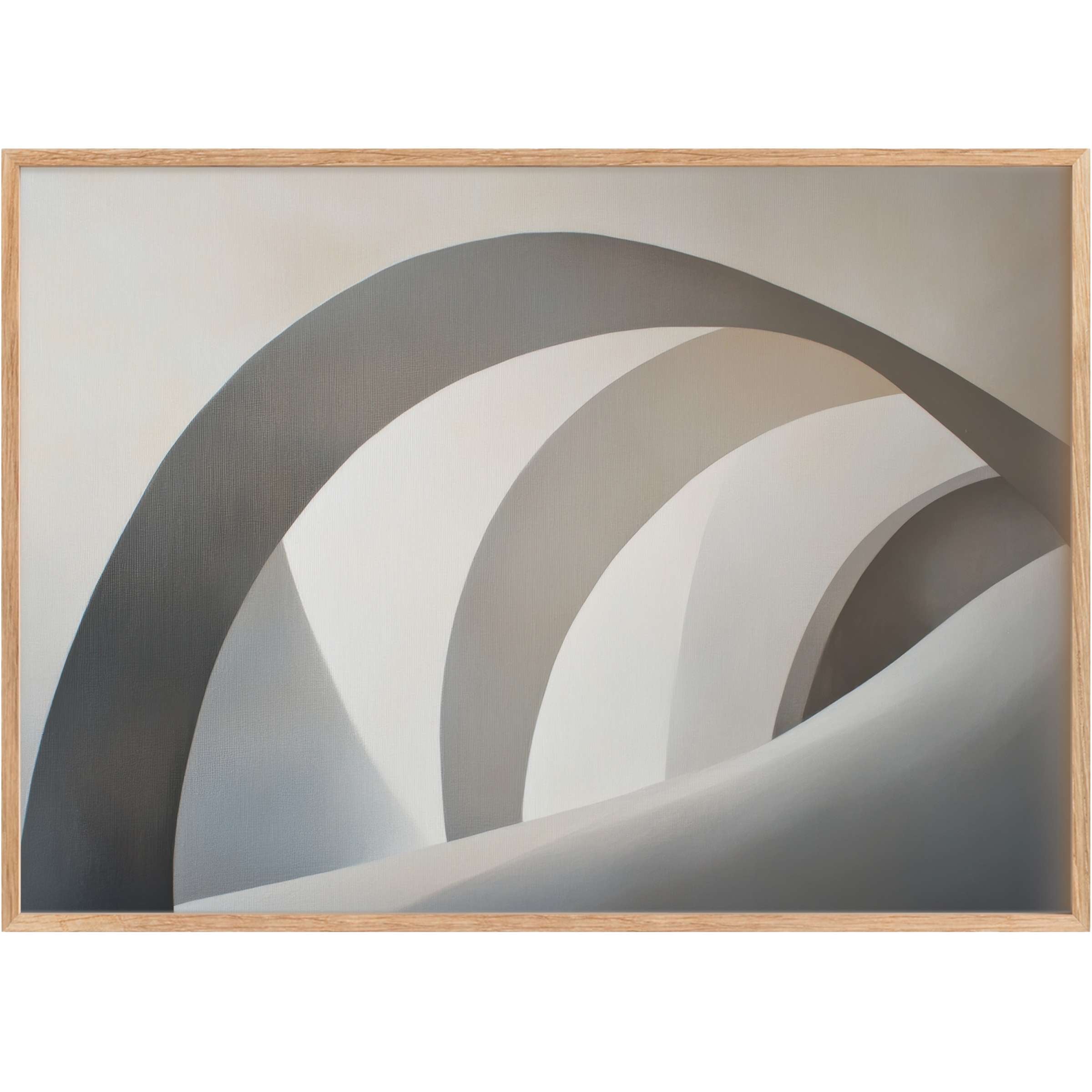 Elegant neutral printable wall art featuring soft gray and ivory arches, evoking a serene, modern, and harmonious ambiance