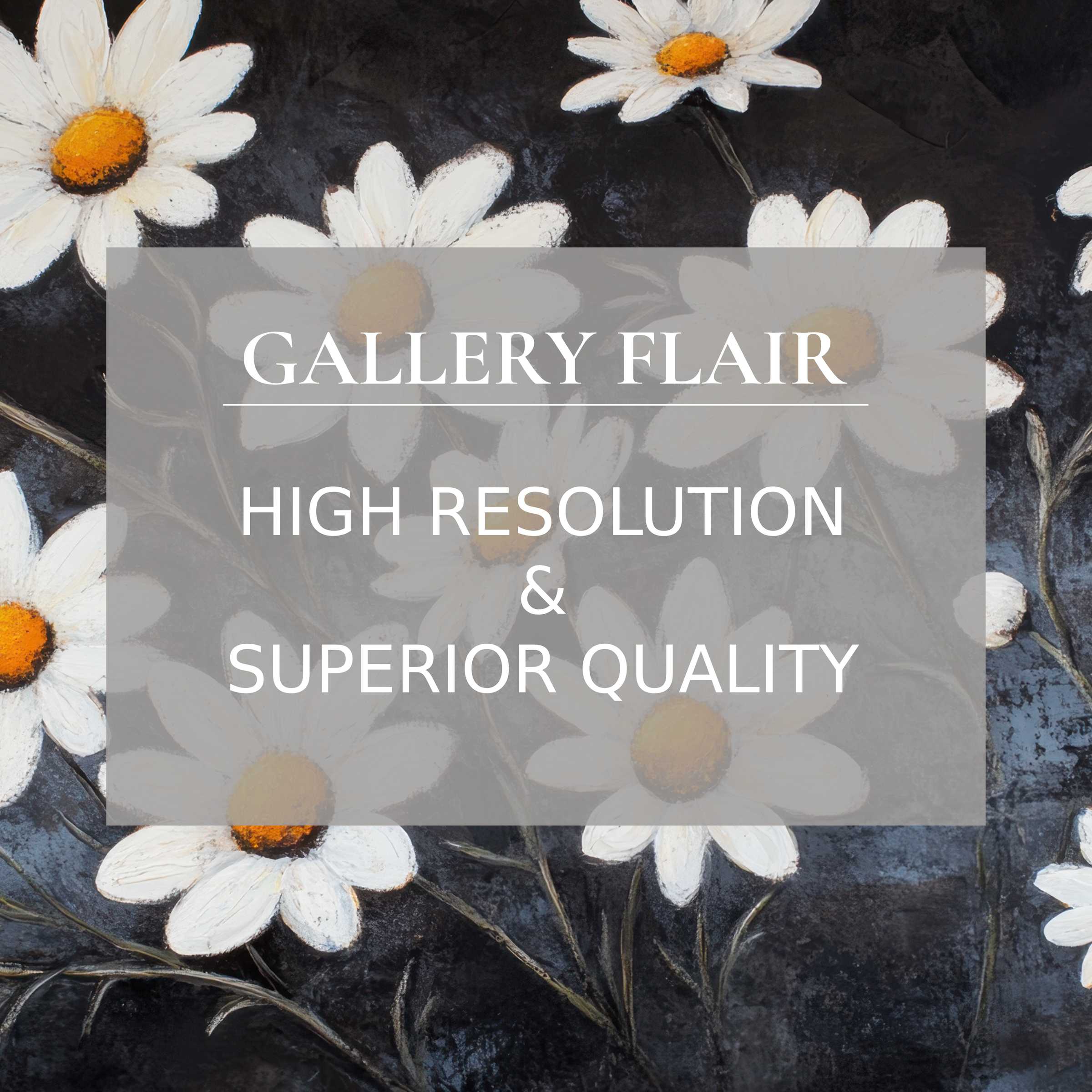 Radiant floral printable art featuring textured daisies on deep tones, enriching modern interiors with elegant, calming botanical charm