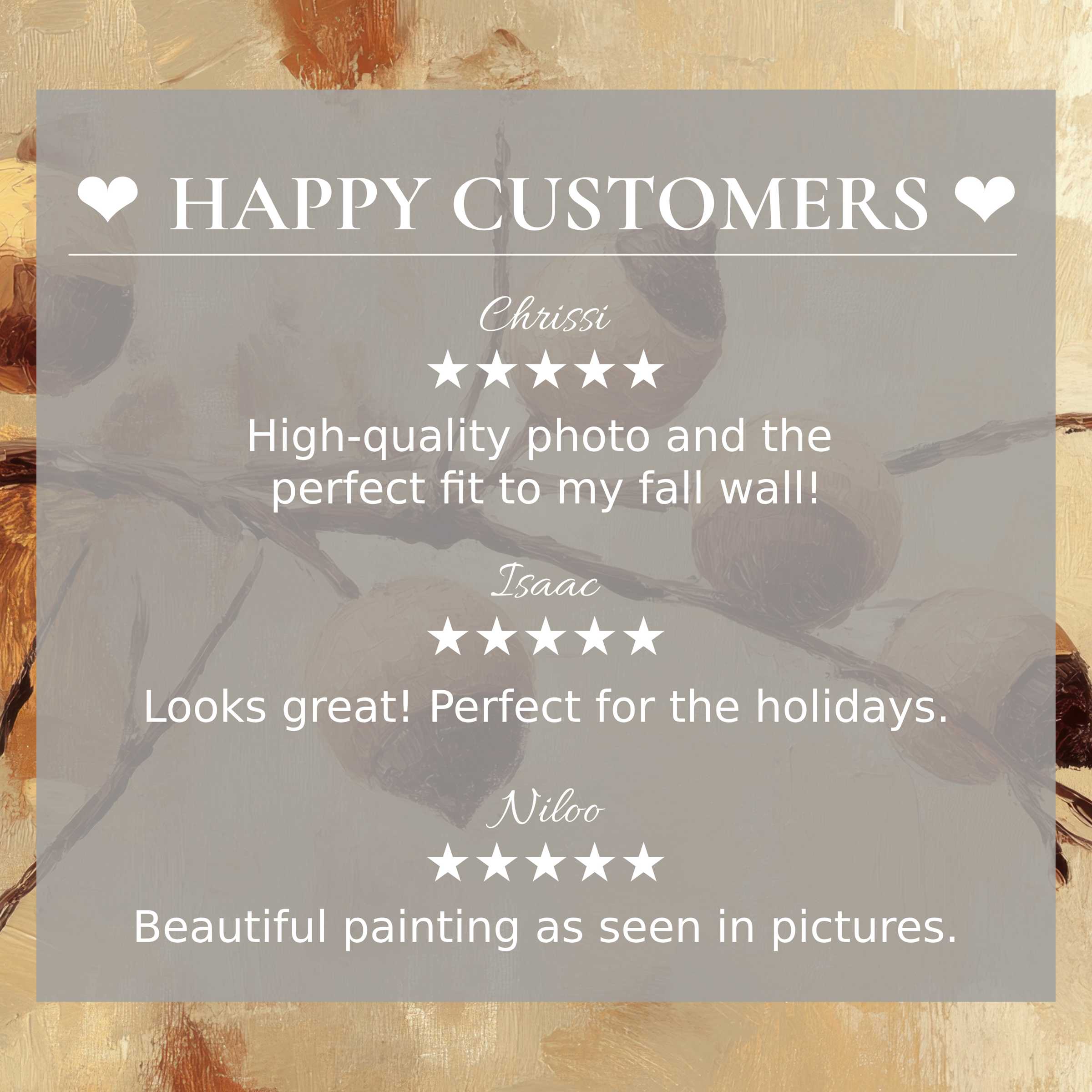Trees art for Frame TV with abstract sunset hues, showcasing happy customer reviews that inspire trust and elegance