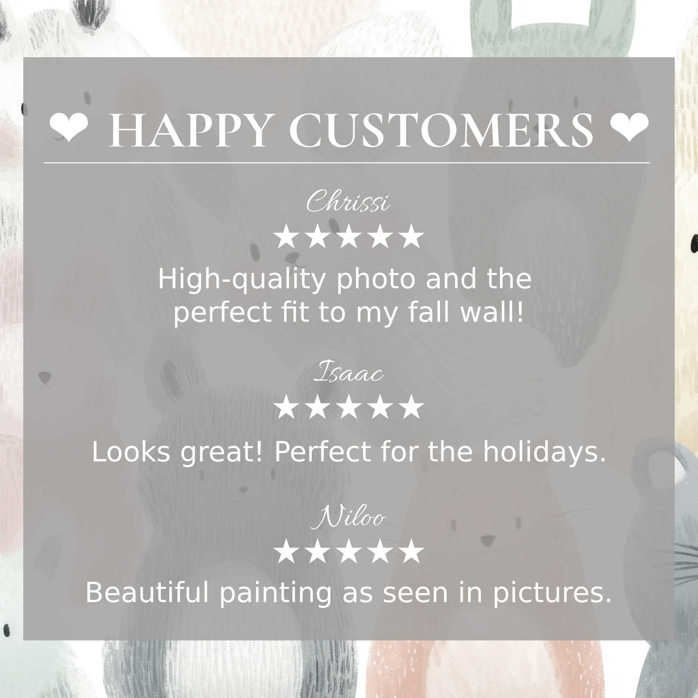 Trustworthy nursery art for Frame TV with subtle pastel bunny background and happy customer reviews