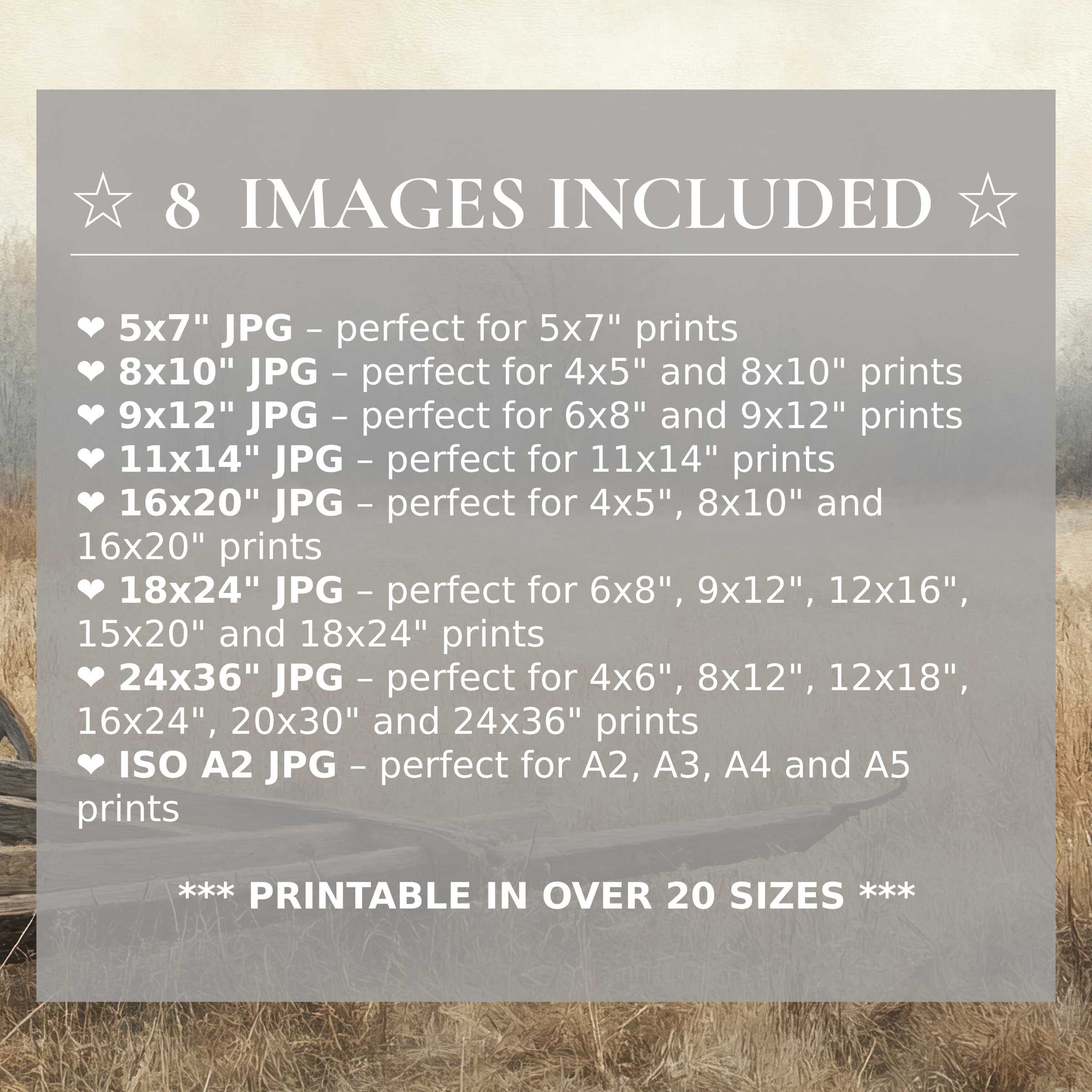 Farmhouse digital print radiates warm earth tones and rustic charm, elevating modern interiors with 8 high-quality sizes included