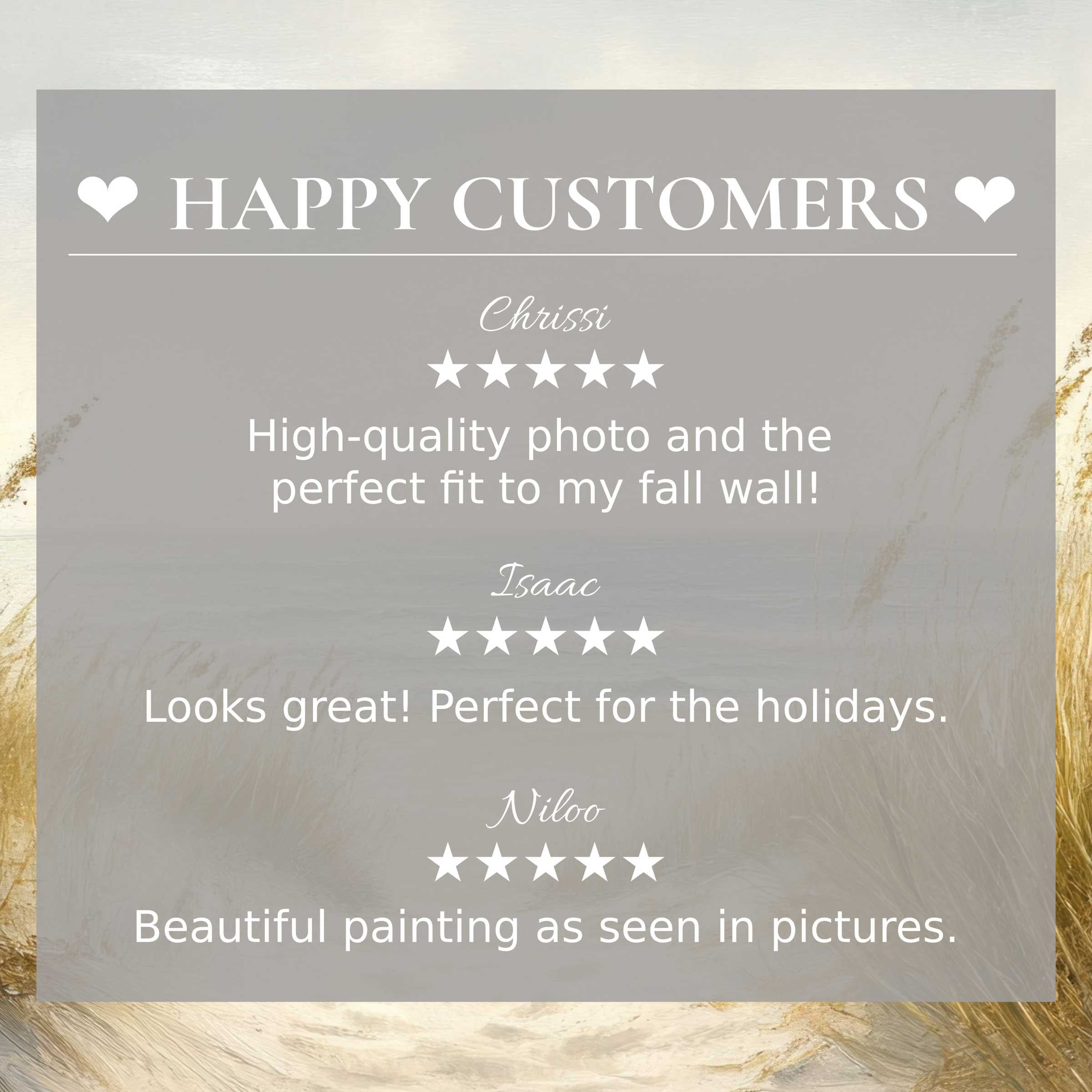 Elegant summer art for Frame TV with abstract sunset colors, showcasing happy customer reviews building trust