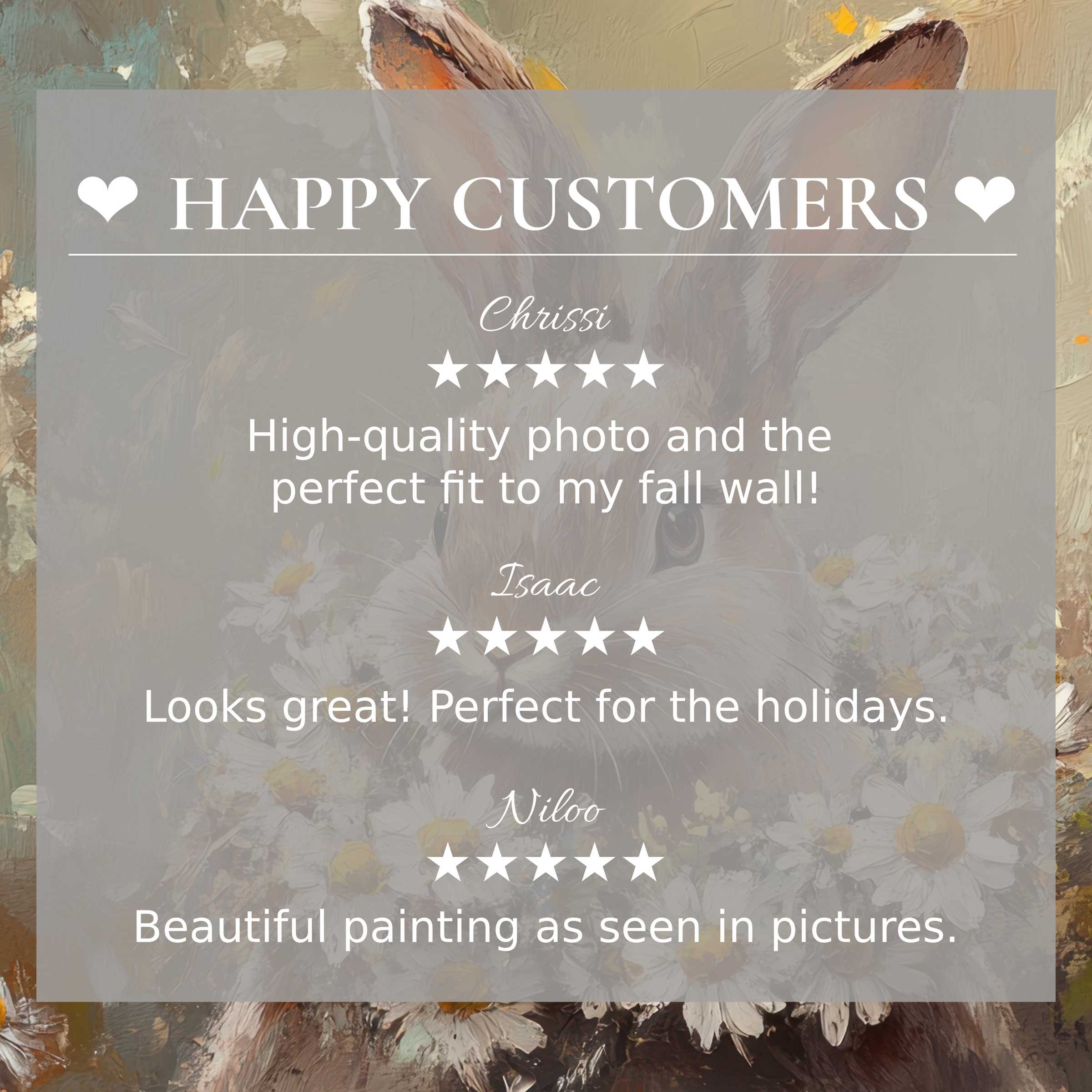 Easter art for Frame TV with abstract sunset hues, showcasing happy customer reviews and refined, elegant design