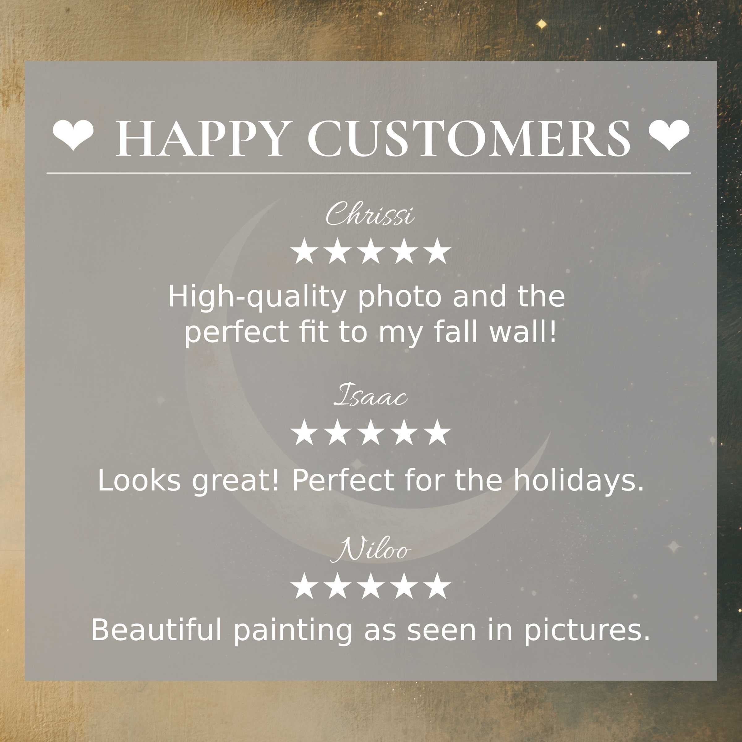 Neutral art for Frame TV with abstract sunset hues; layout builds trust through happy customer reviews and refined aesthetic