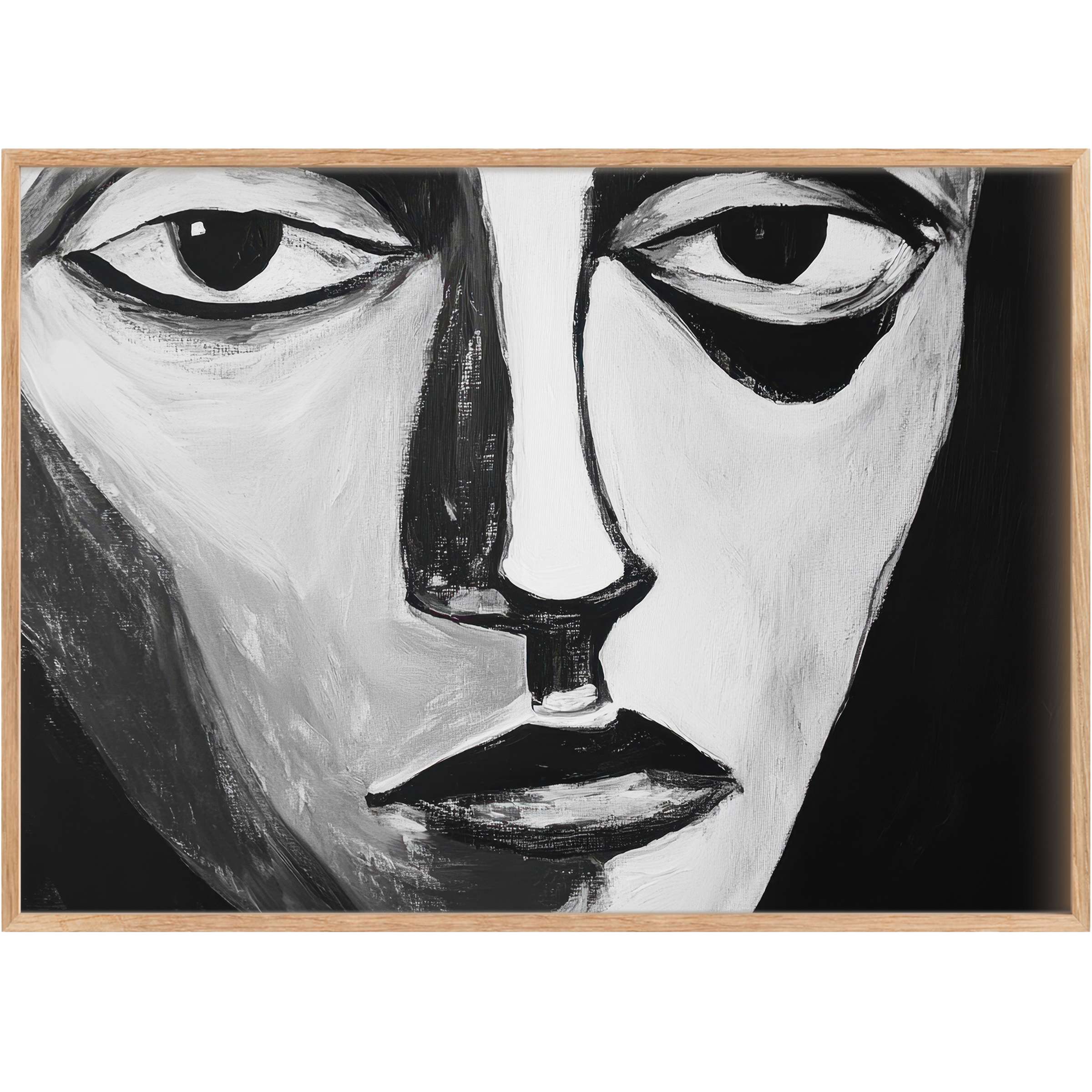 Striking black and white printable wall art captures introspective depth and bold contrast, infusing elegance and modern sophistication