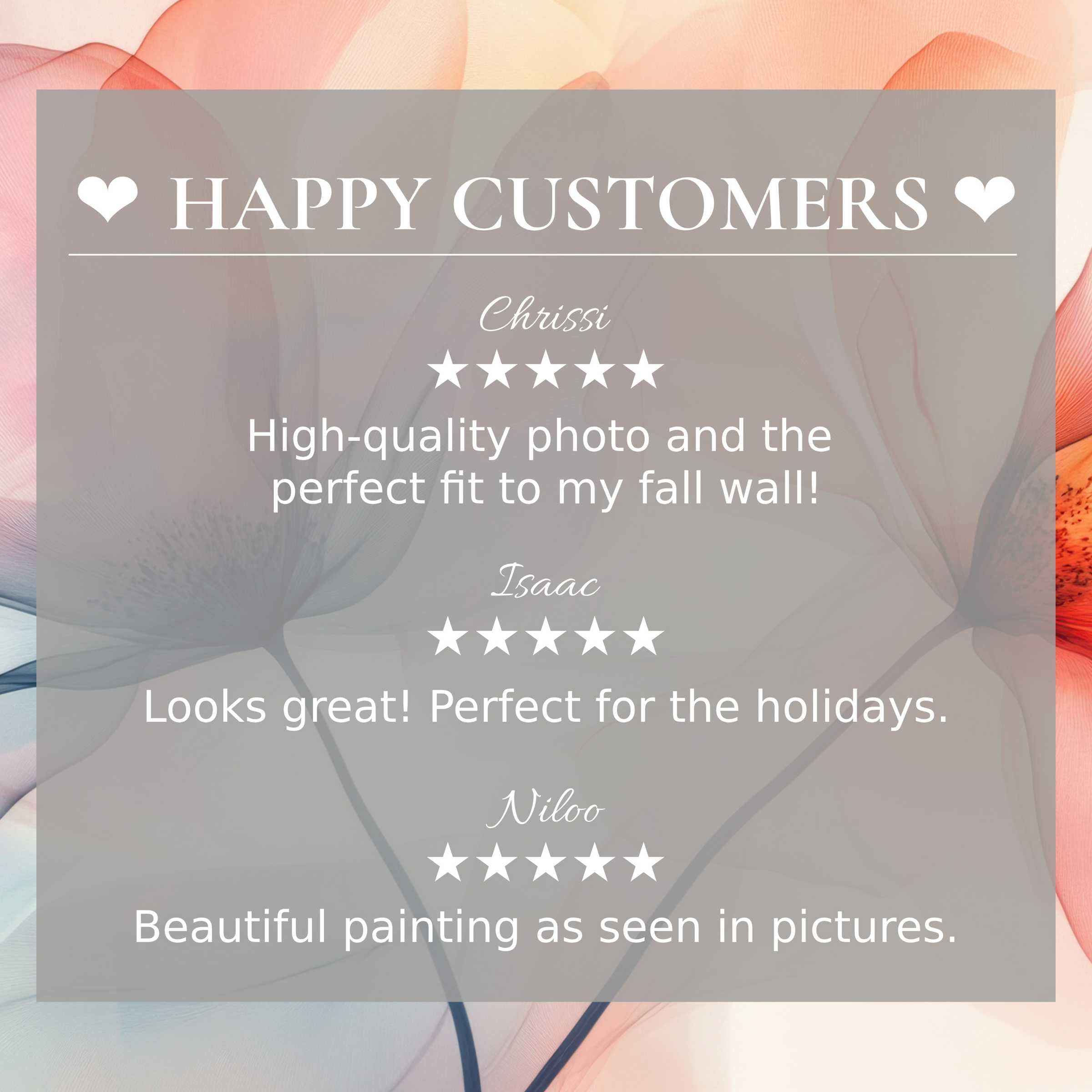 Floral art for Frame TV with abstract translucent petals; happy customer reviews build trust and elegance
