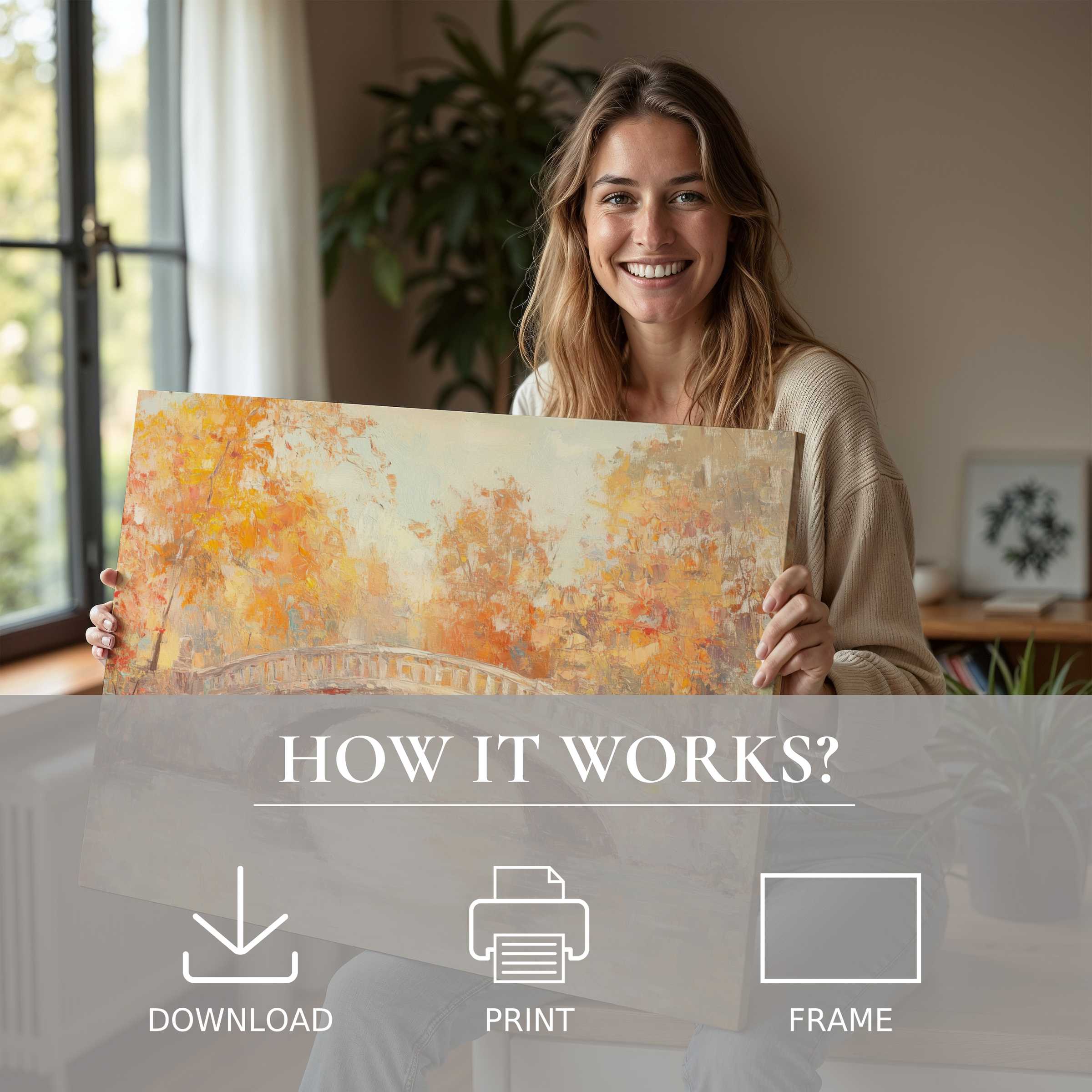 Radiant joy of vintage digital art print bringing warmth and calm to a refined modern home space