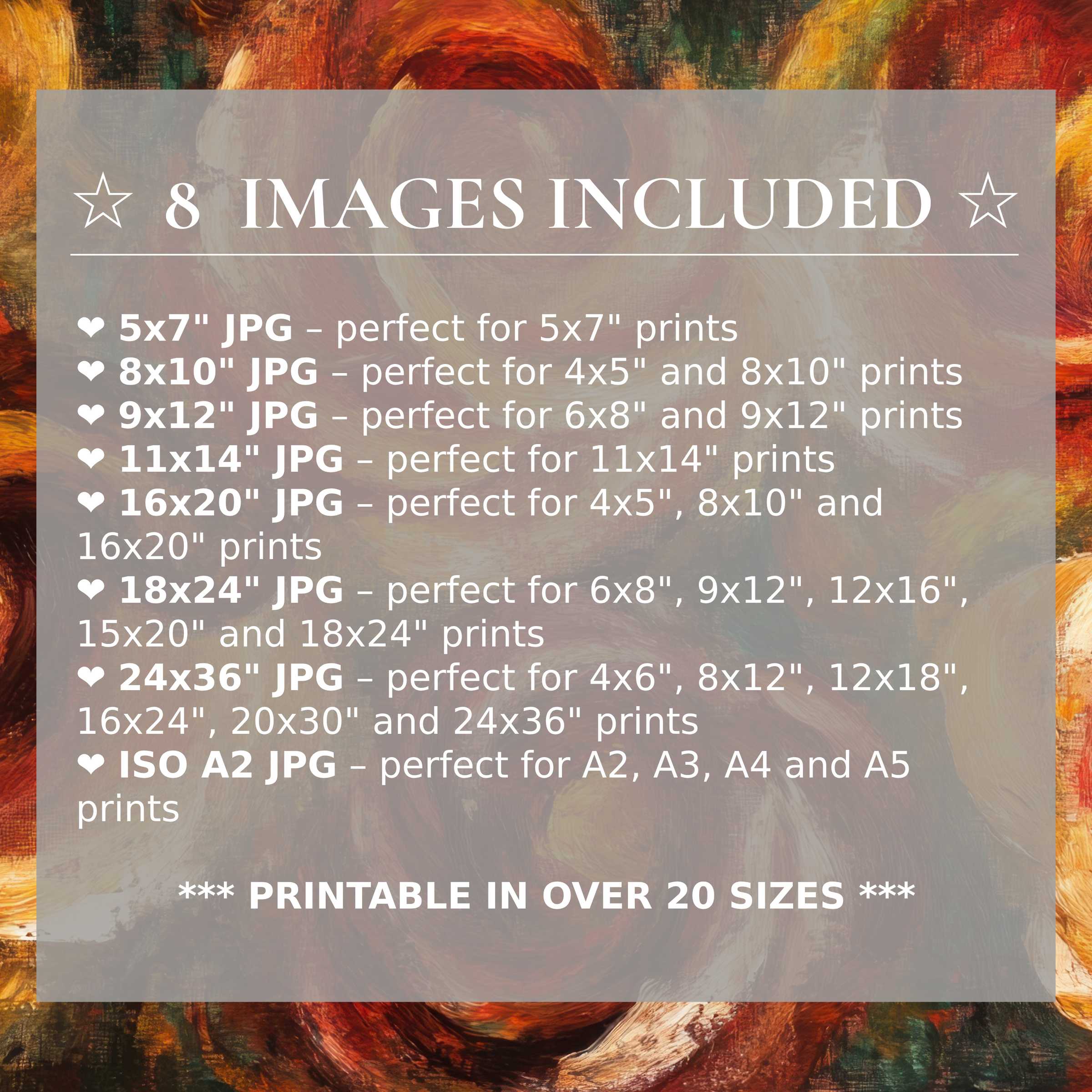 Floral digital print radiates warmth with rich reds, oranges, and verdant greens, delivering timeless elegance Includes 8 high-quality sizes for seamless style in modern interiors