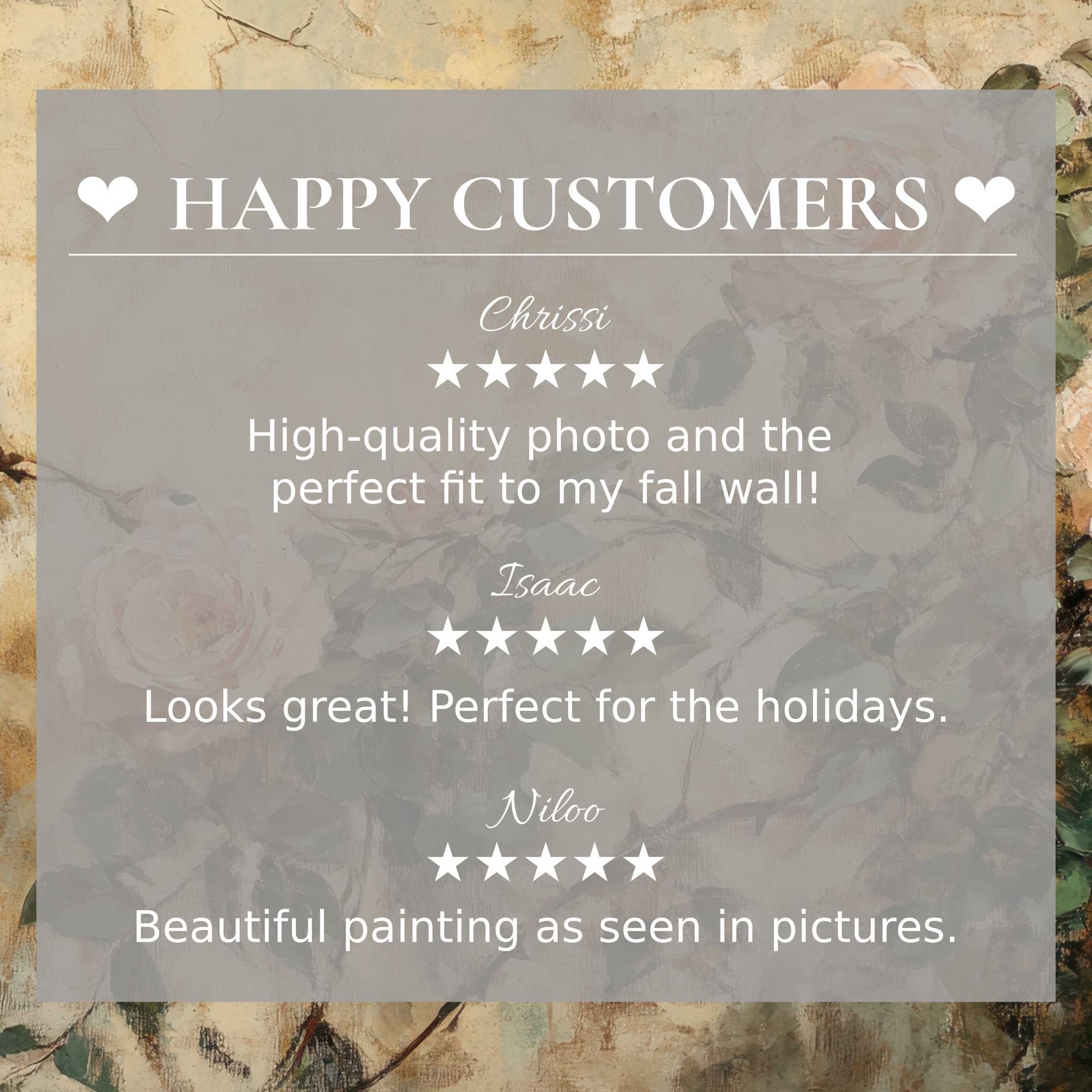 Elegant floral background sets the stage for spring art for Frame TV and showcases happy customer praise and trust