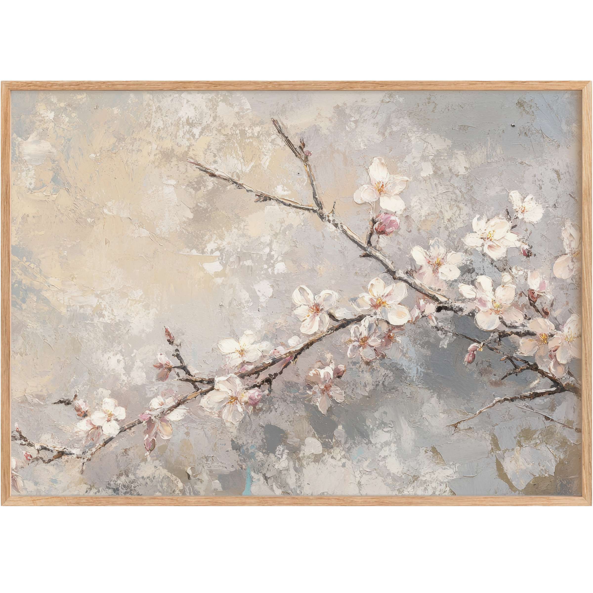 Elegant tree printable wall art featuring soft white blossoms on textured branches, evoking a serene and graceful ambiance