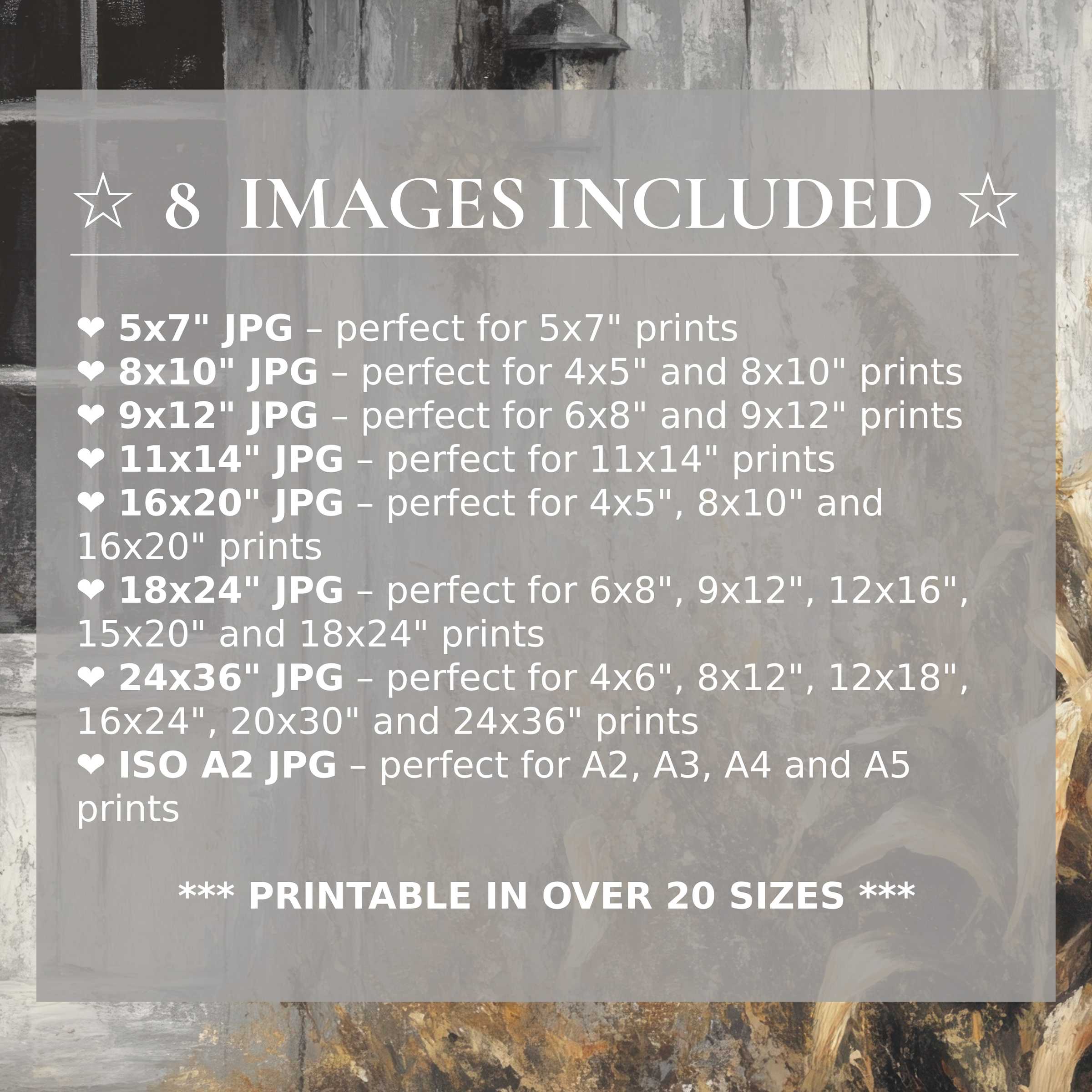Farmhouse digital print radiates warm neutrals and rustic charm, elevating modern interiors with 8 included high-quality sizes