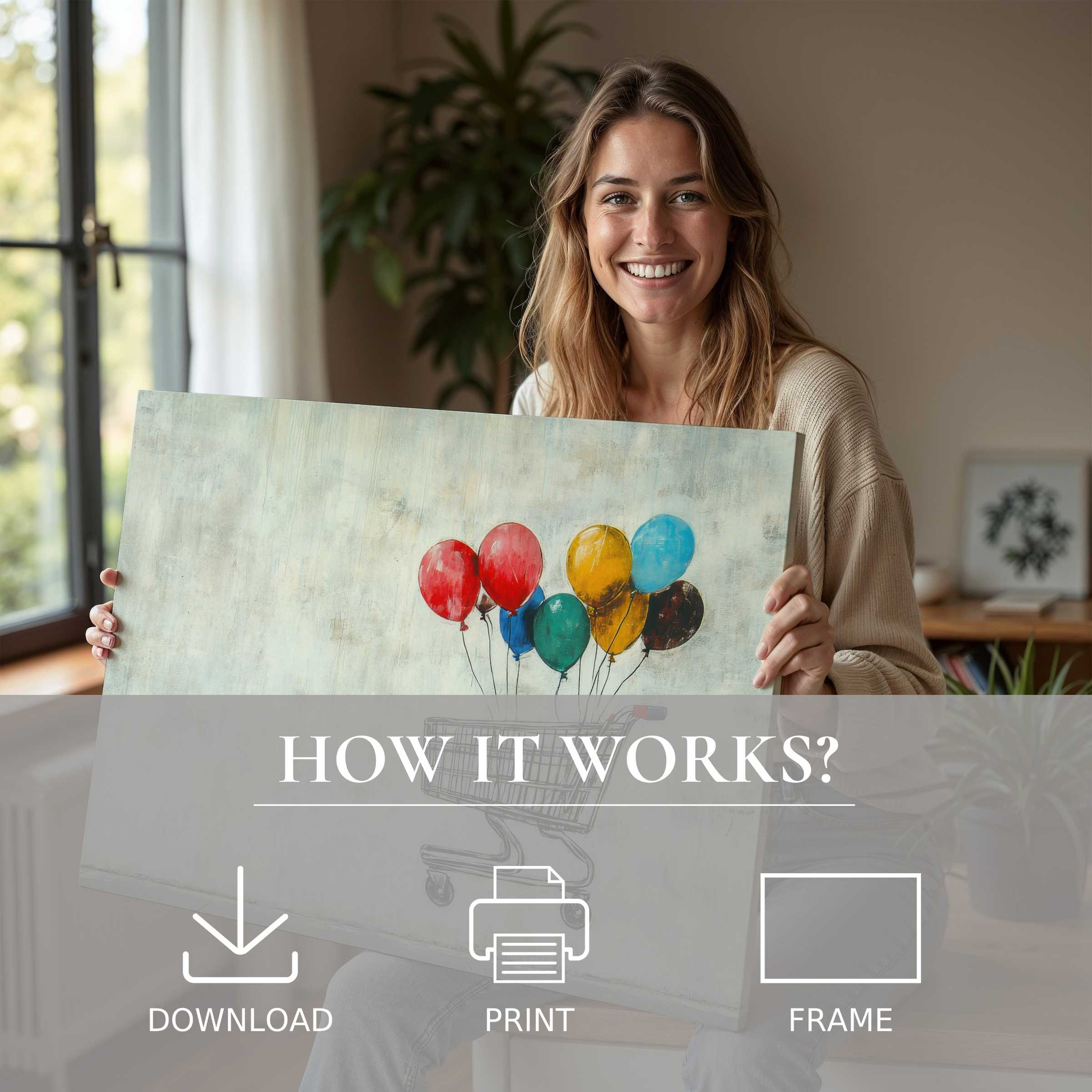 Radiating warmth and joy, this street art digital art print breathes life into modern homes with effortless charm and vibrant hues