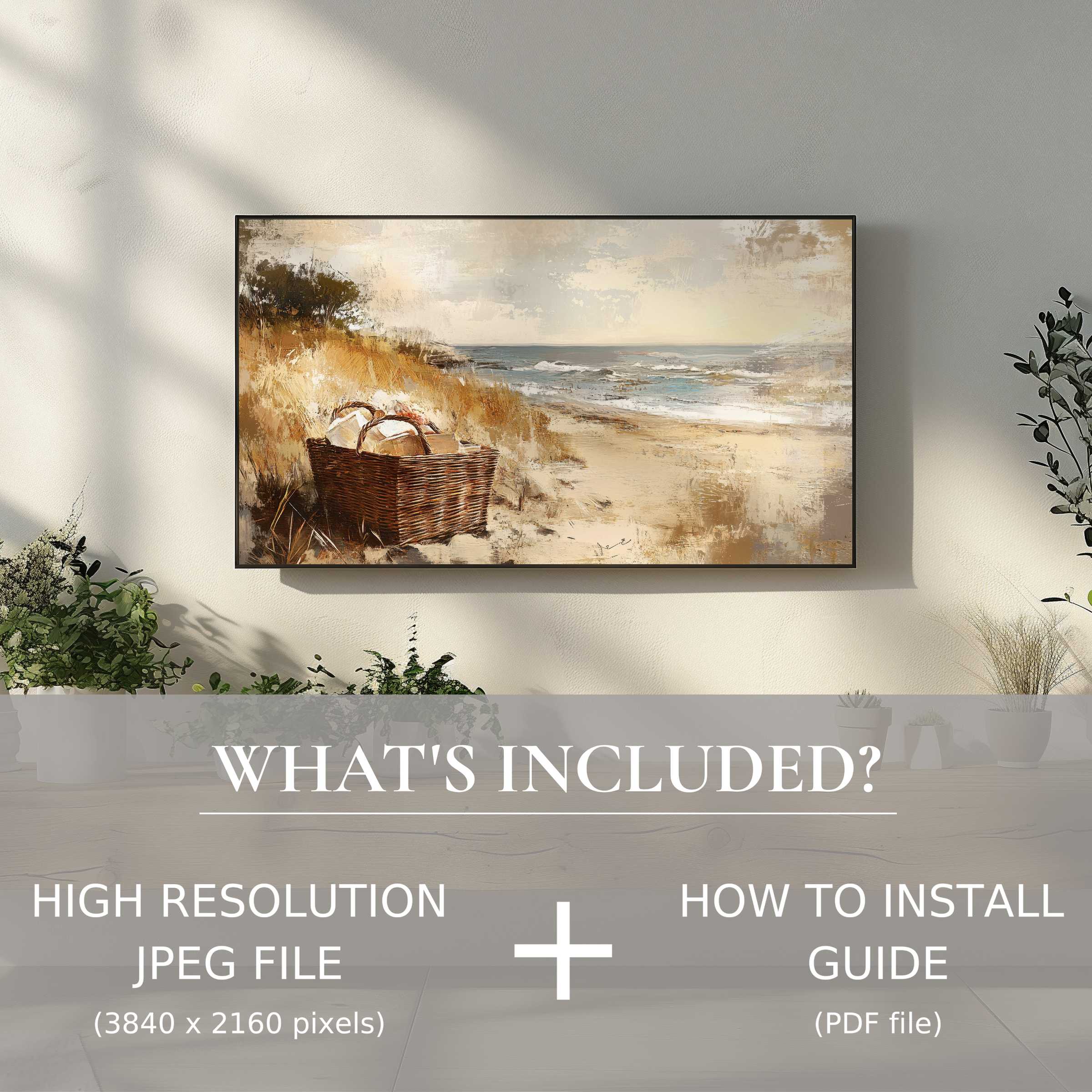 Coastal digital TV art download enhancing modern living spaces with effortless digital use for elegant home decor