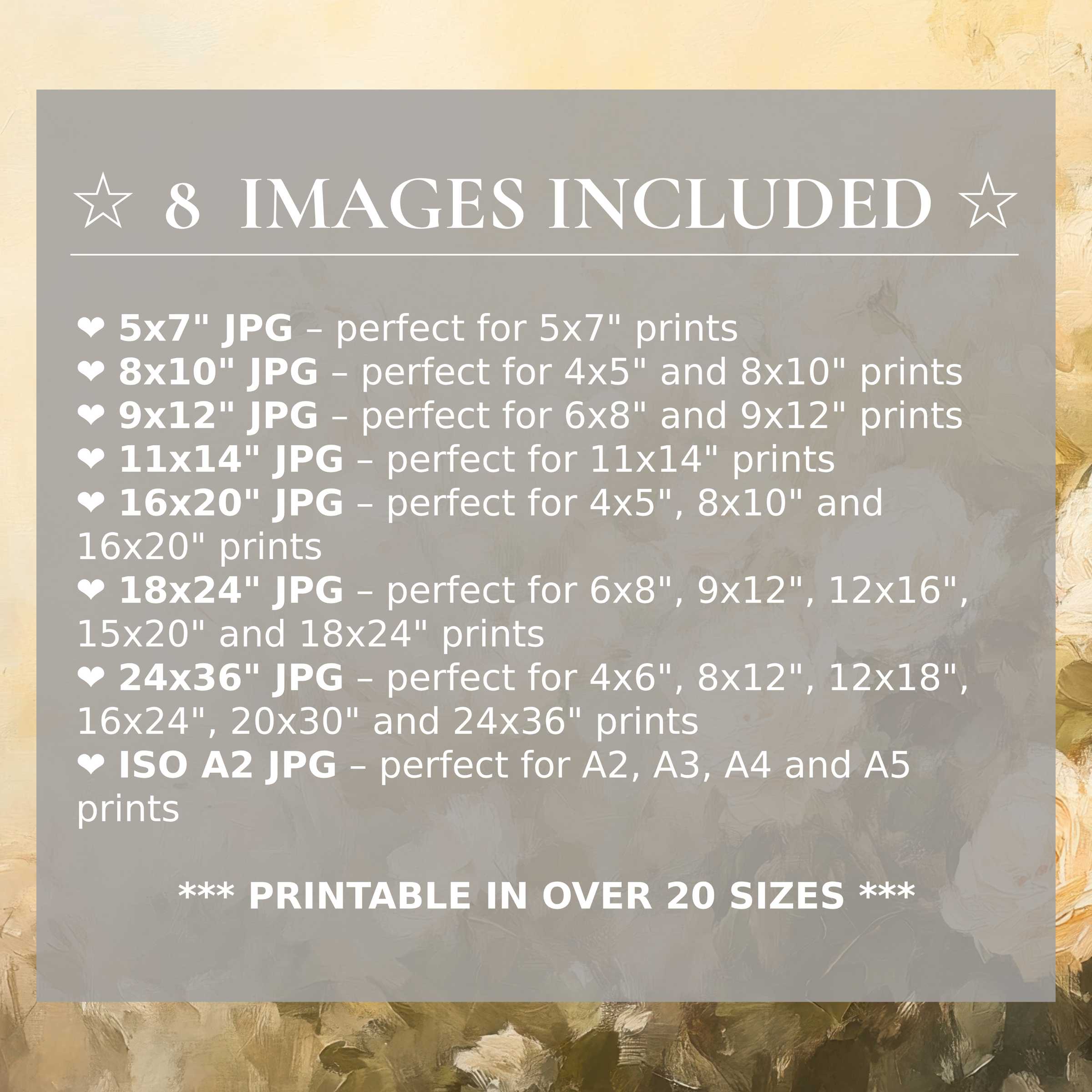 Radiant summer digital print in warm beige and soft earth tones, included in 8 high-quality sizes for effortless upscale interior styling