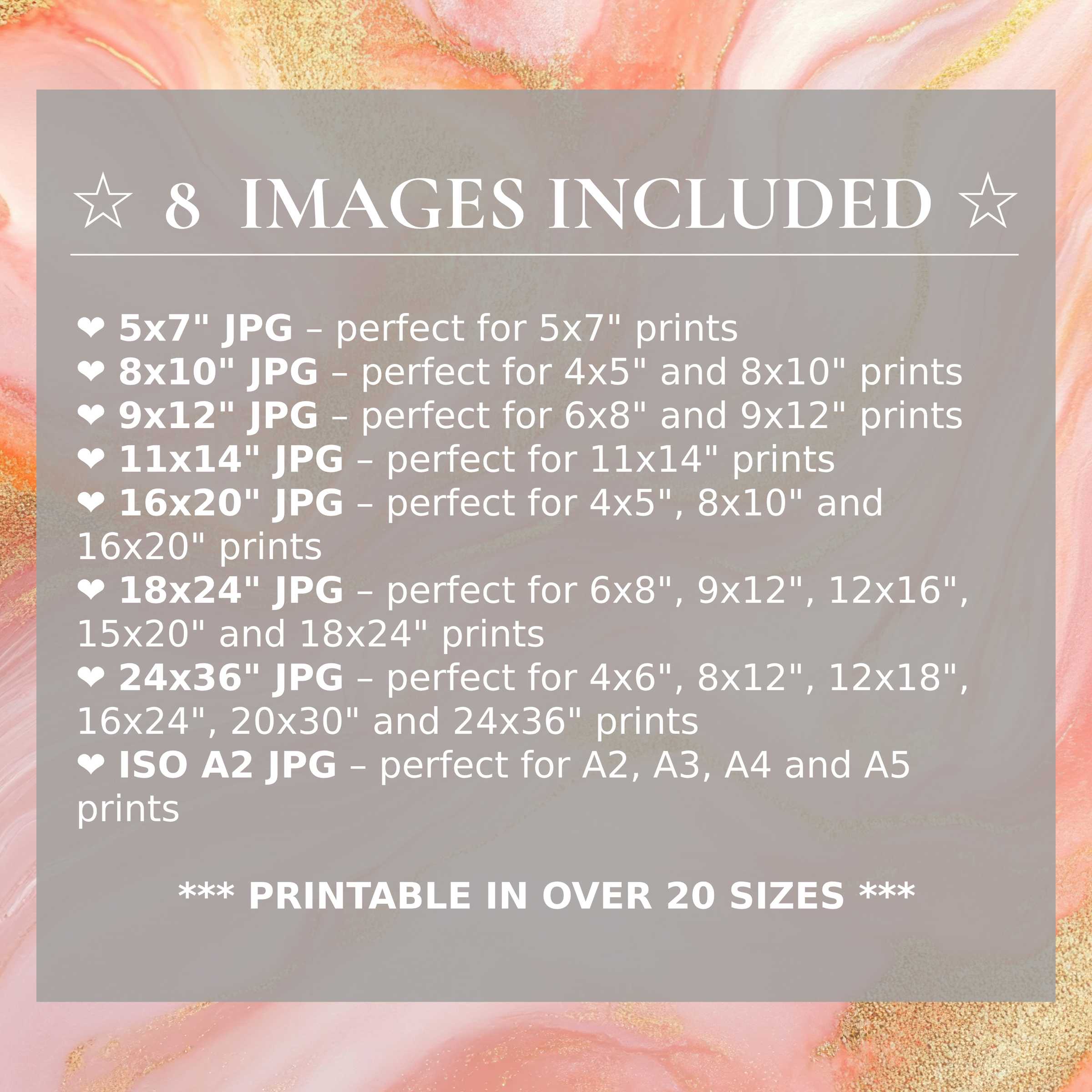 Radiant abstract digital print in soft pinks and golds, elevating modern interiors with calming elegance; includes 8 high-quality sizes