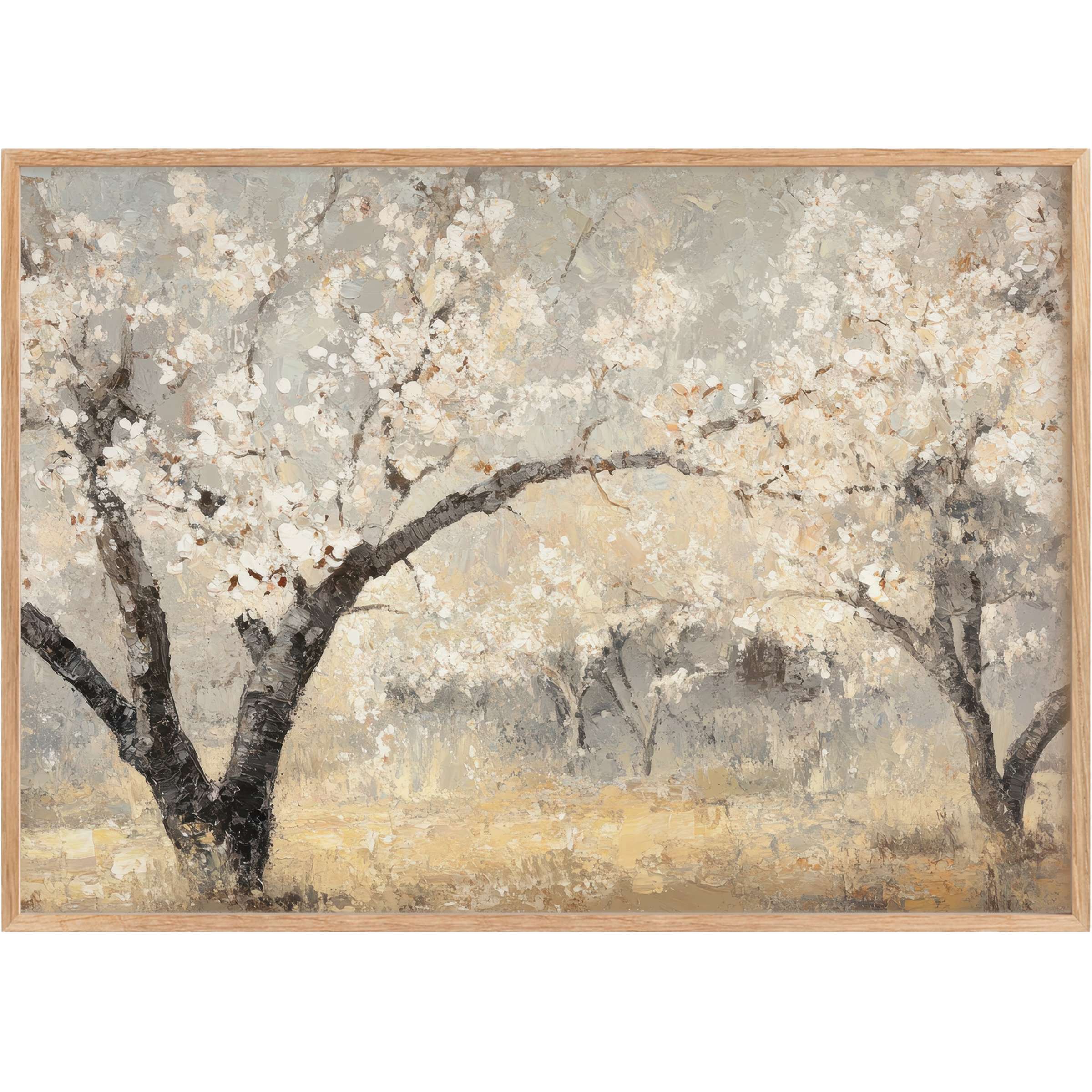 Elegant tree printable wall art in soft greys and warm creams, evoking a serene, timeless ambiance for sophisticated spaces