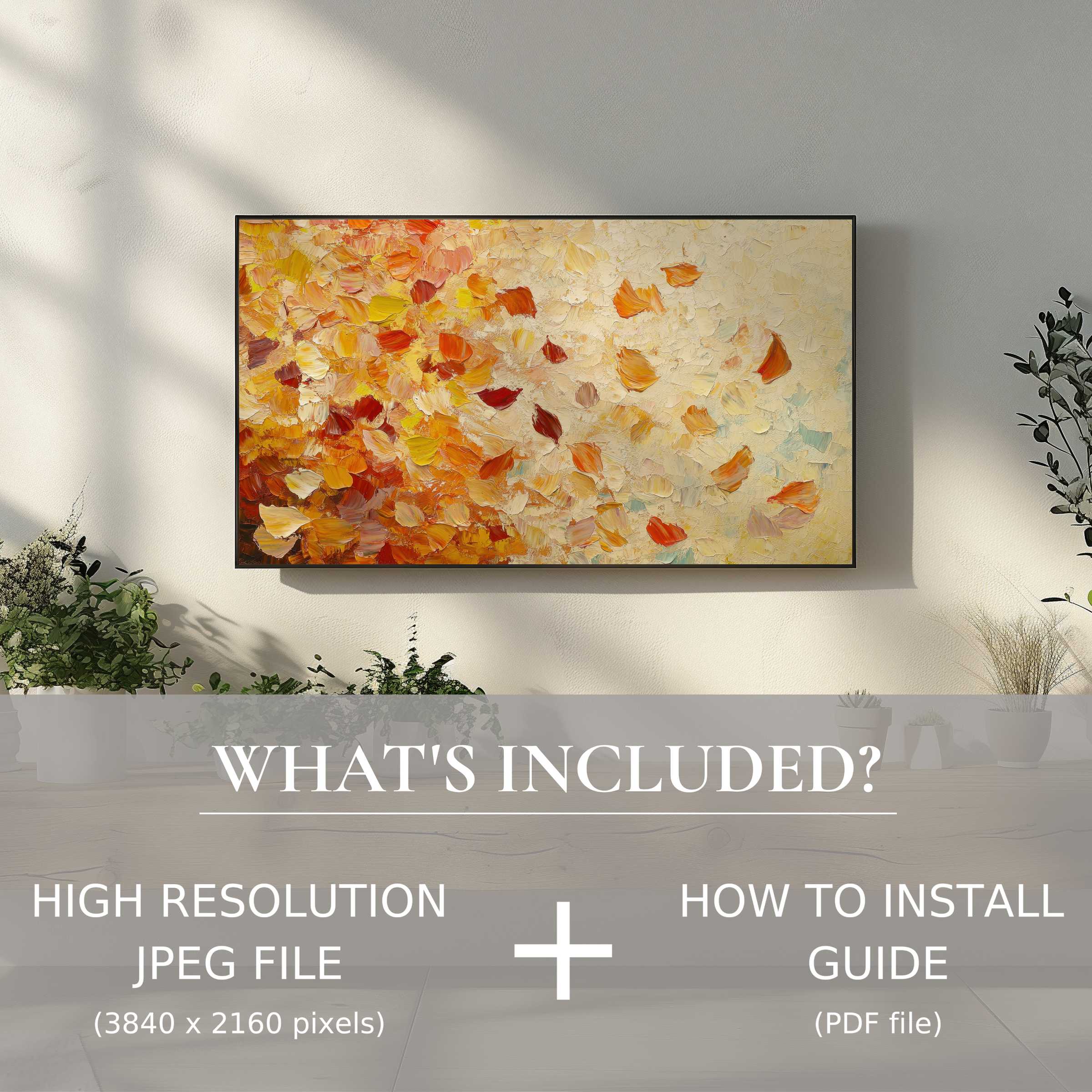 Elegant botanical digital TV art download, easily enhances living spaces with high-res file and simple use