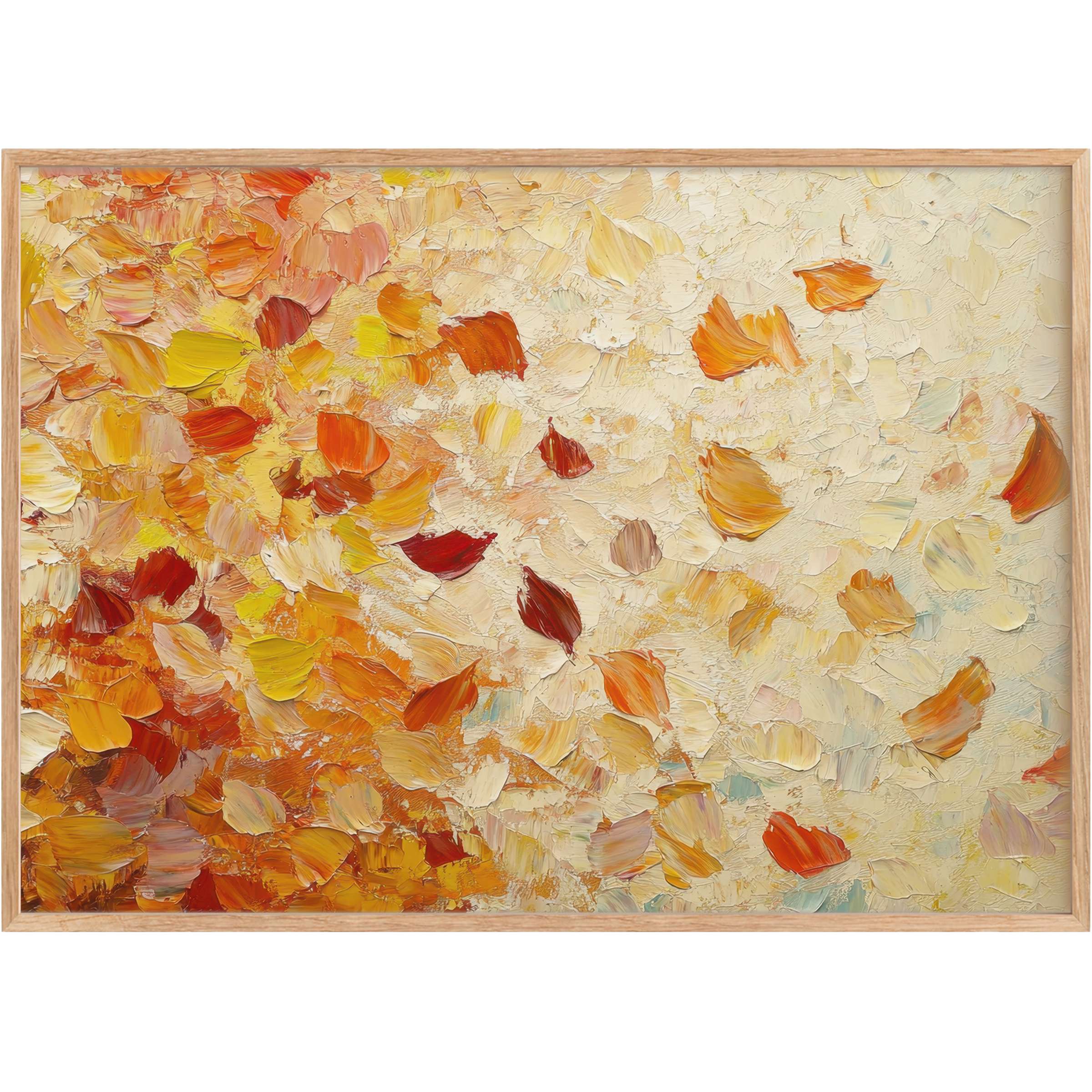 Botanical printable wall art blending warm ochres and burnt oranges, evoking a radiant, uplifting autumnal ambiance