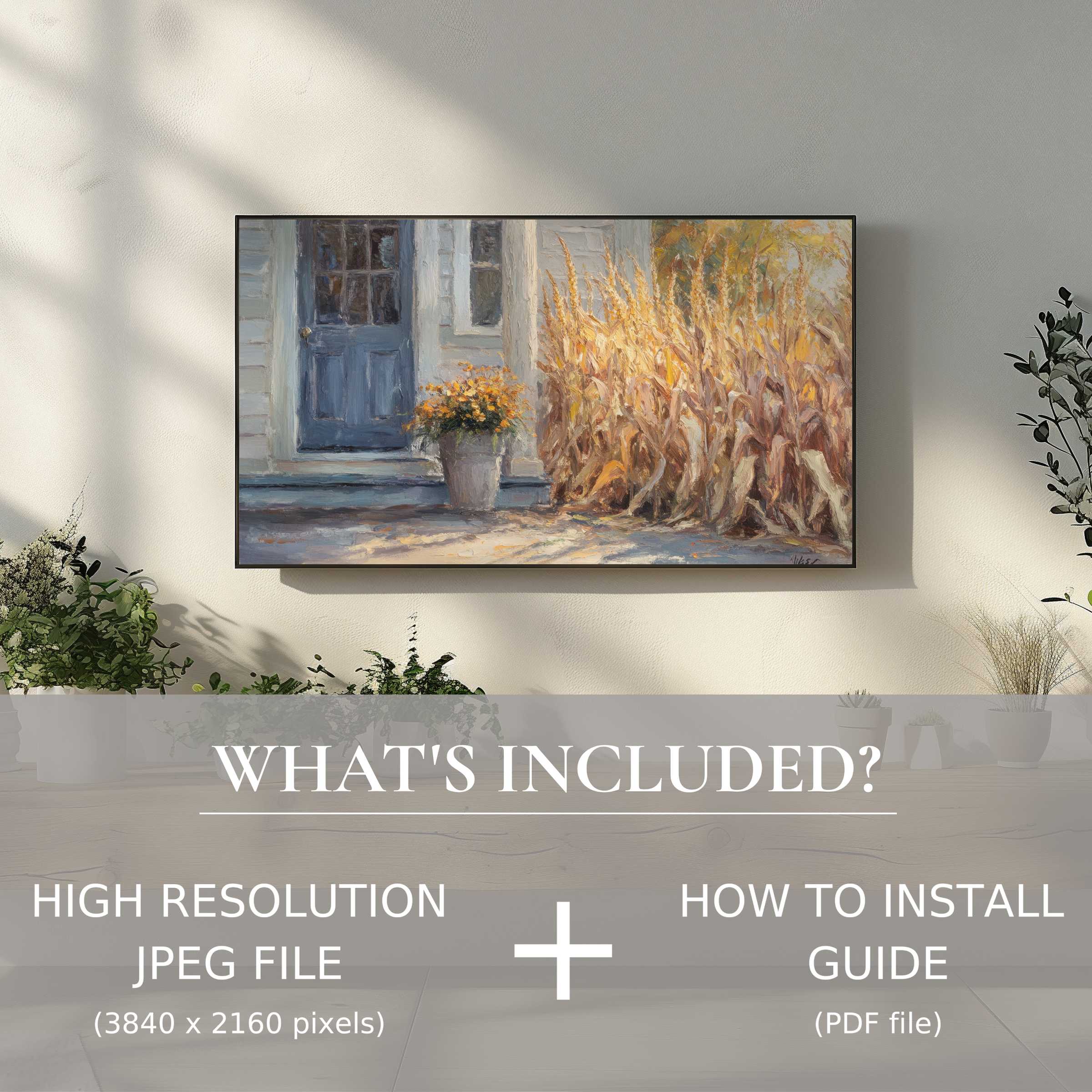 Stylish farmhouse digital TV art download with easy use, enhancing your living space’s cozy, modern farmhouse charm