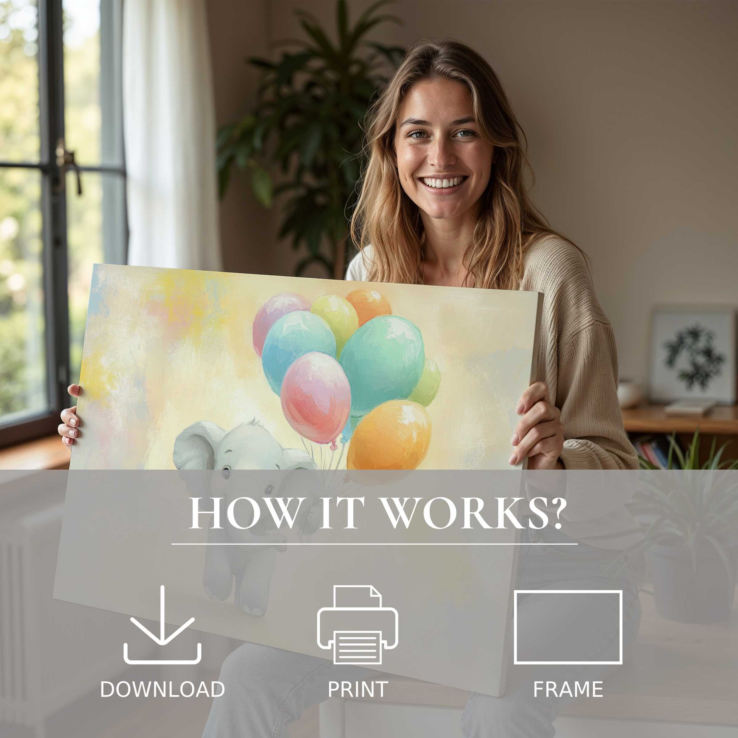 Joyful connection and warmth define this nursery digital art print moment, where soft pastels and playful charm elevate serene, stylish living spaces