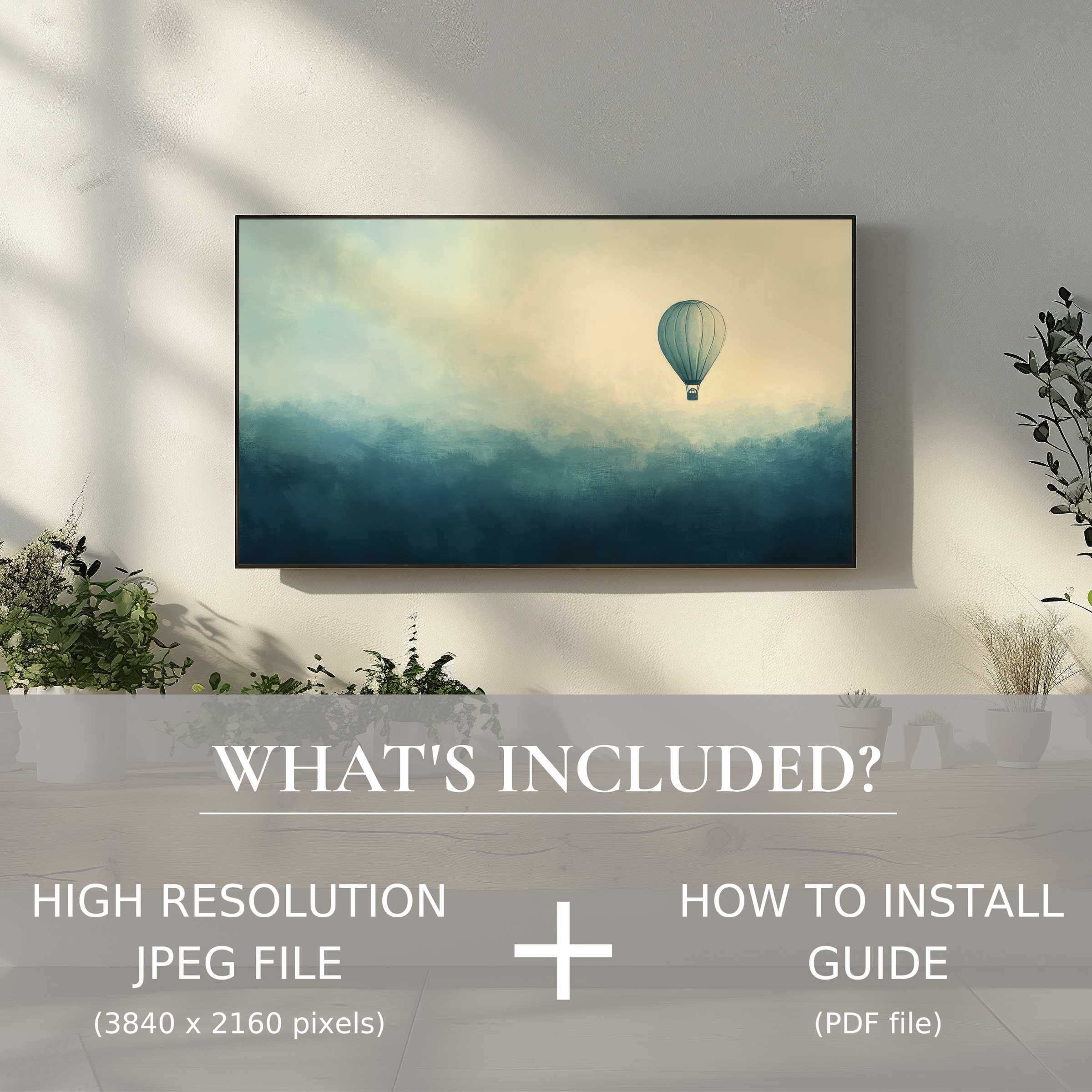 Minimalist digital TV art download: easy digital use enhances stylish living spaces with serene, modern wall décor