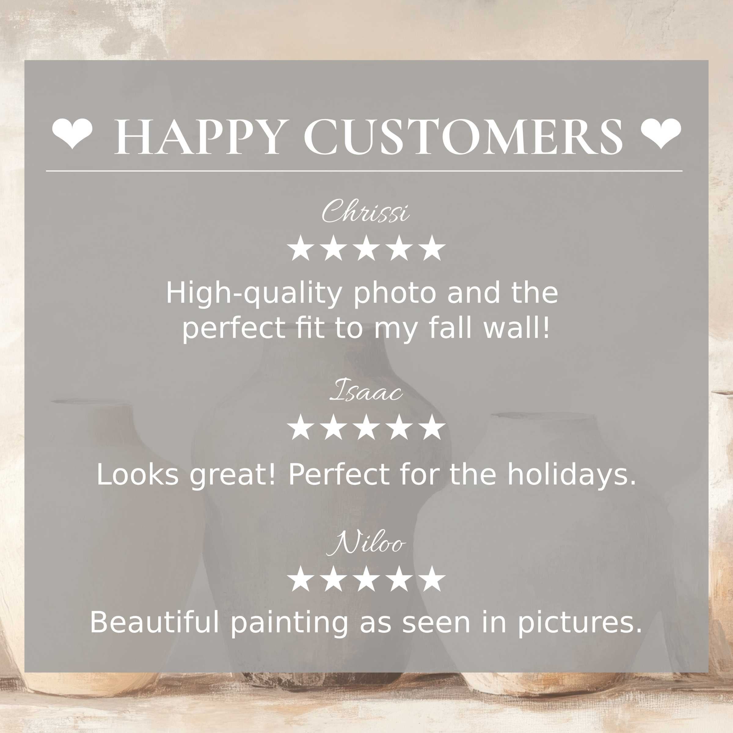 Boho art for Frame TV with abstract sunset hues, highlighting happy customer trust through elegant, positive reviews
