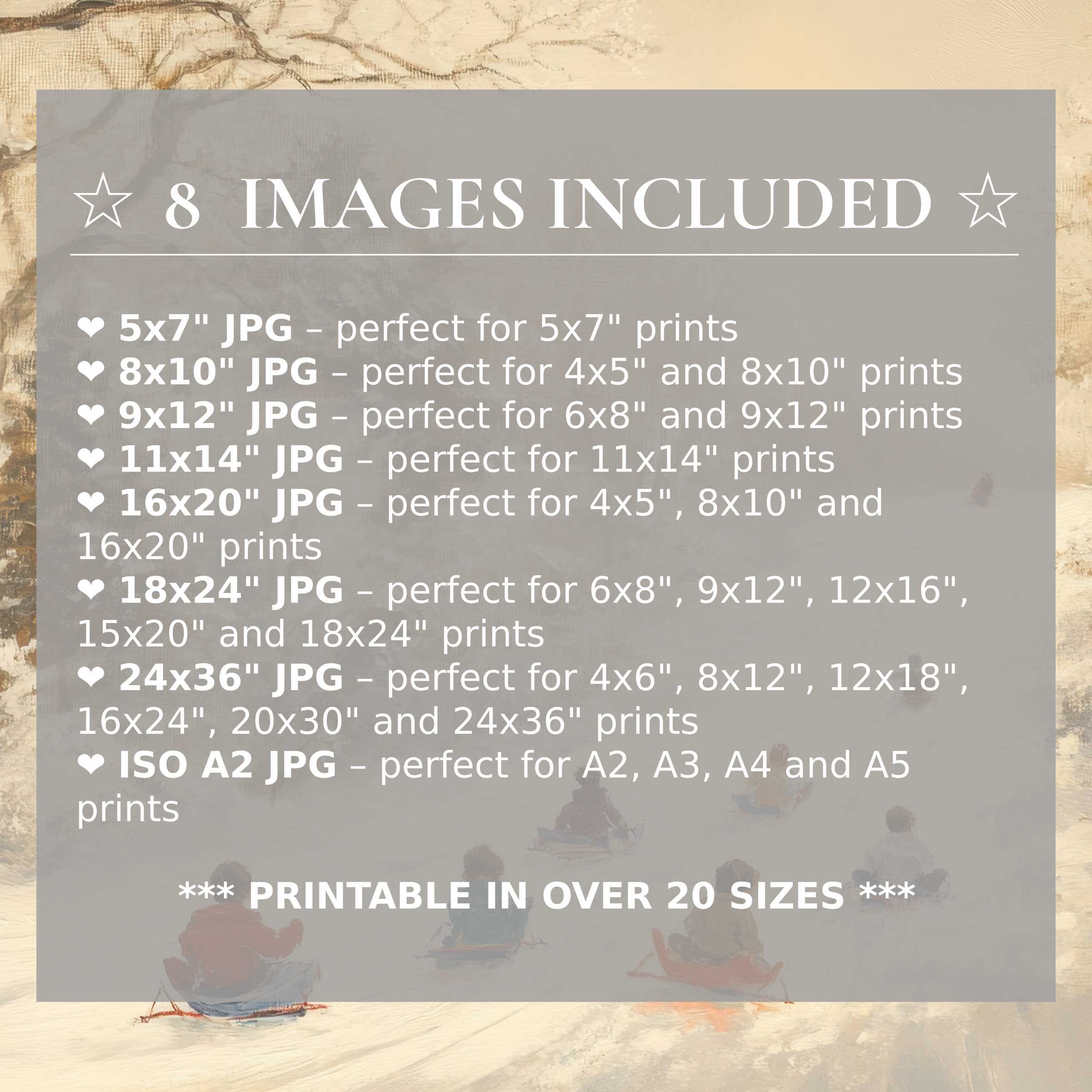 Christmas digital print with radiant, warm hues and serene winter charm; includes 8 high-quality sizes for versatile, elegant interiors