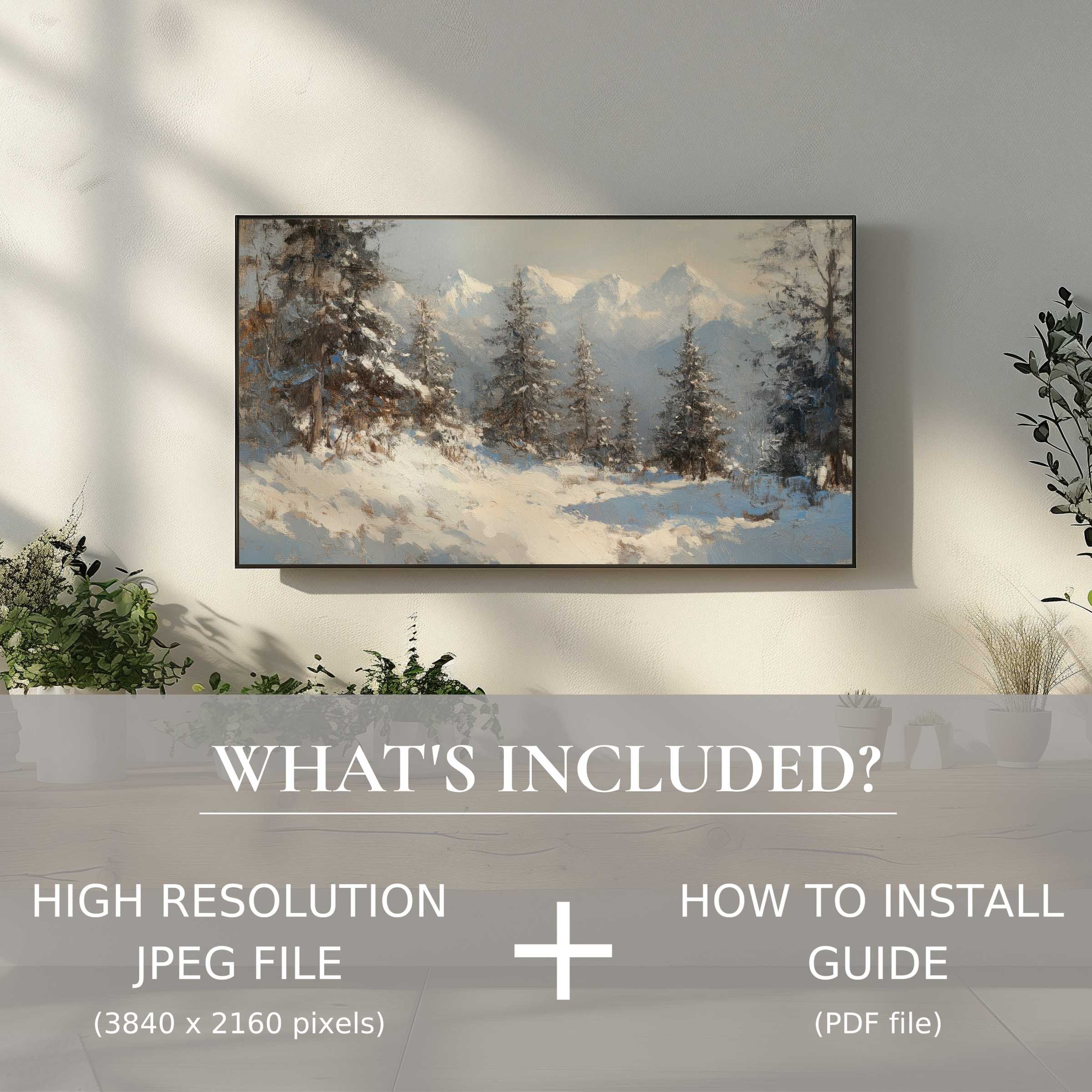 Elegant tree digital TV art download transforms spaces effortlessly with easy digital use and serene mountain beauty