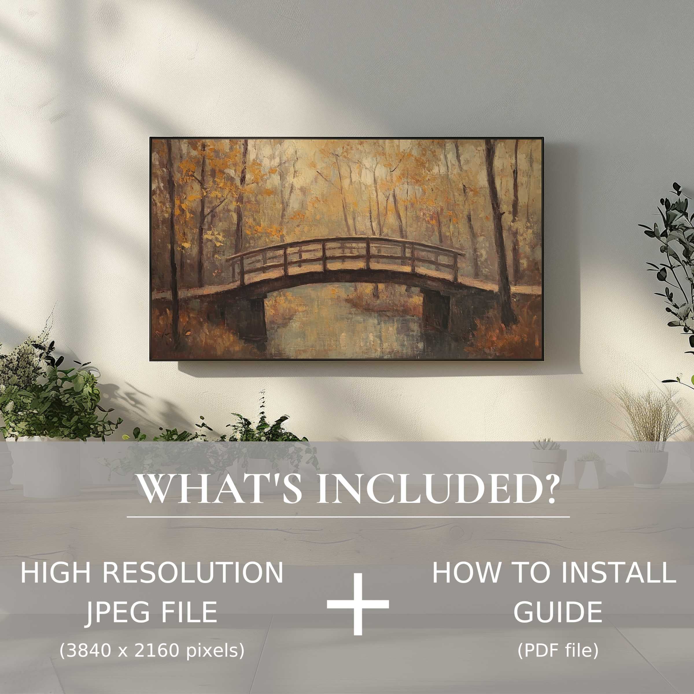 Elegant fall digital TV art download with effortless use, enhancing your living space with warm autumn charm.