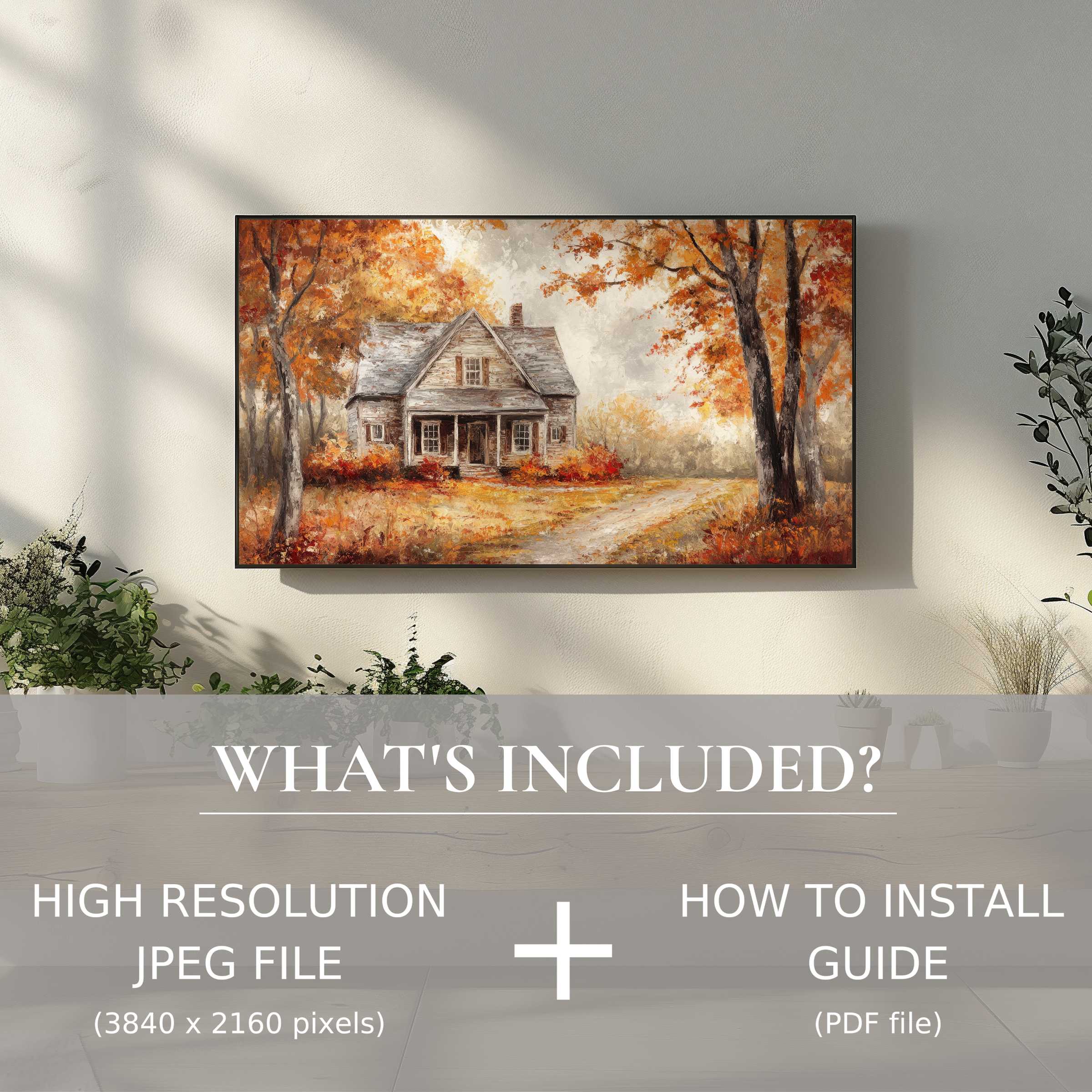 Elegant farmhouse digital TV art download elevates your space with effortless digital use and warm autumn charm