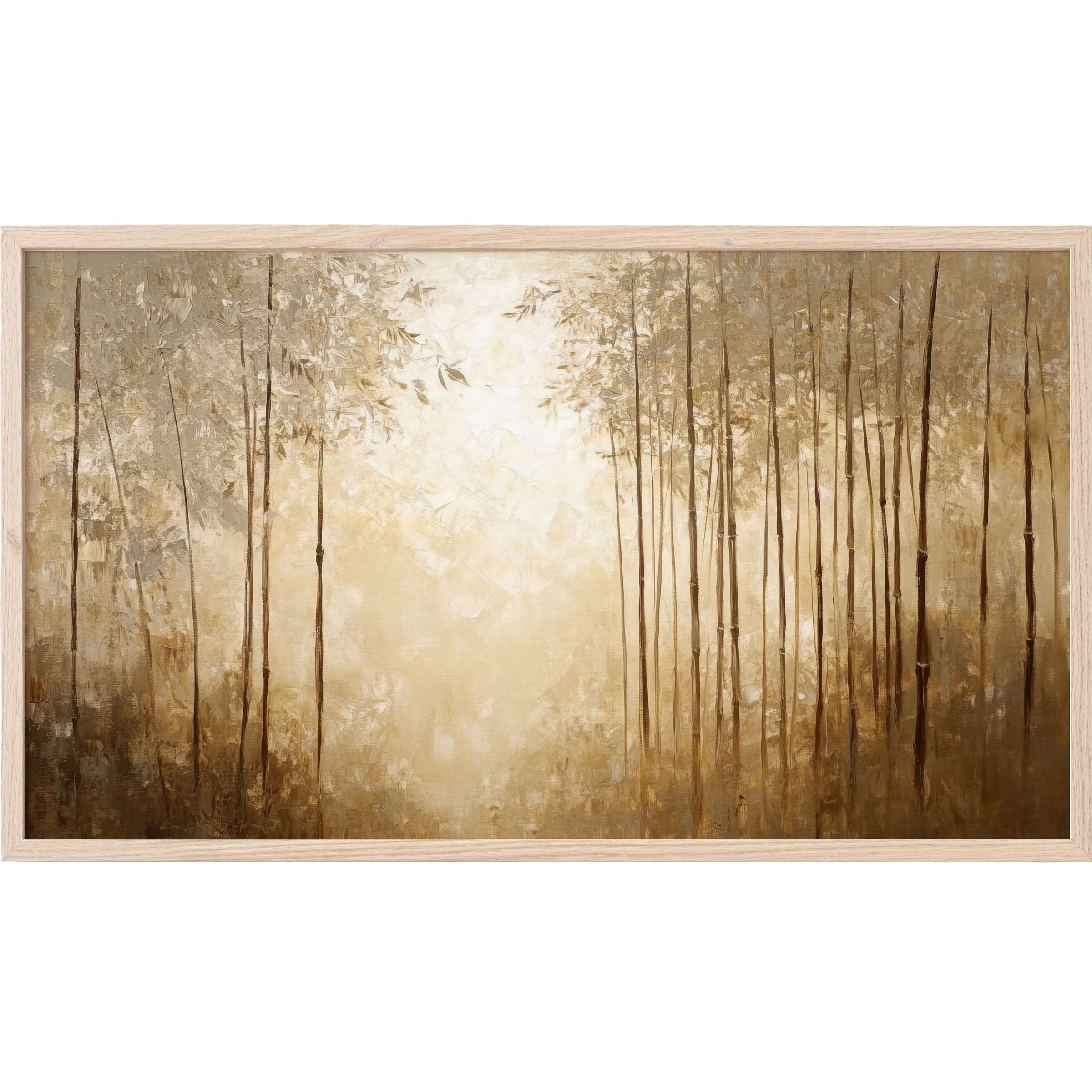 Serene sepia-toned forest scene with delicate trees and mist, an elegant botanical Frame TV Art for modern decor