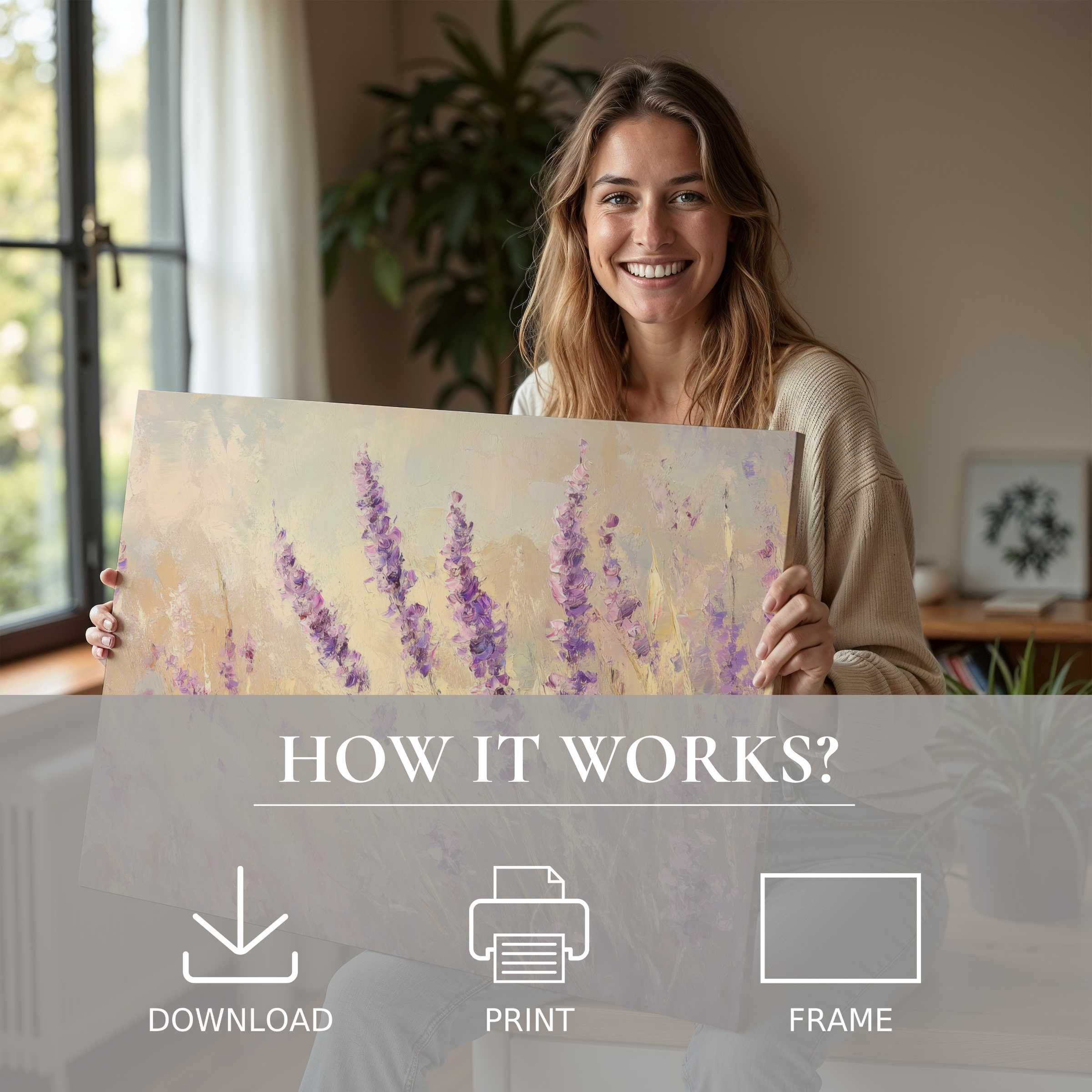 Radiant spring digital art print evokes serene joy, transforming modern interiors into harmonious, art-filled sanctuaries