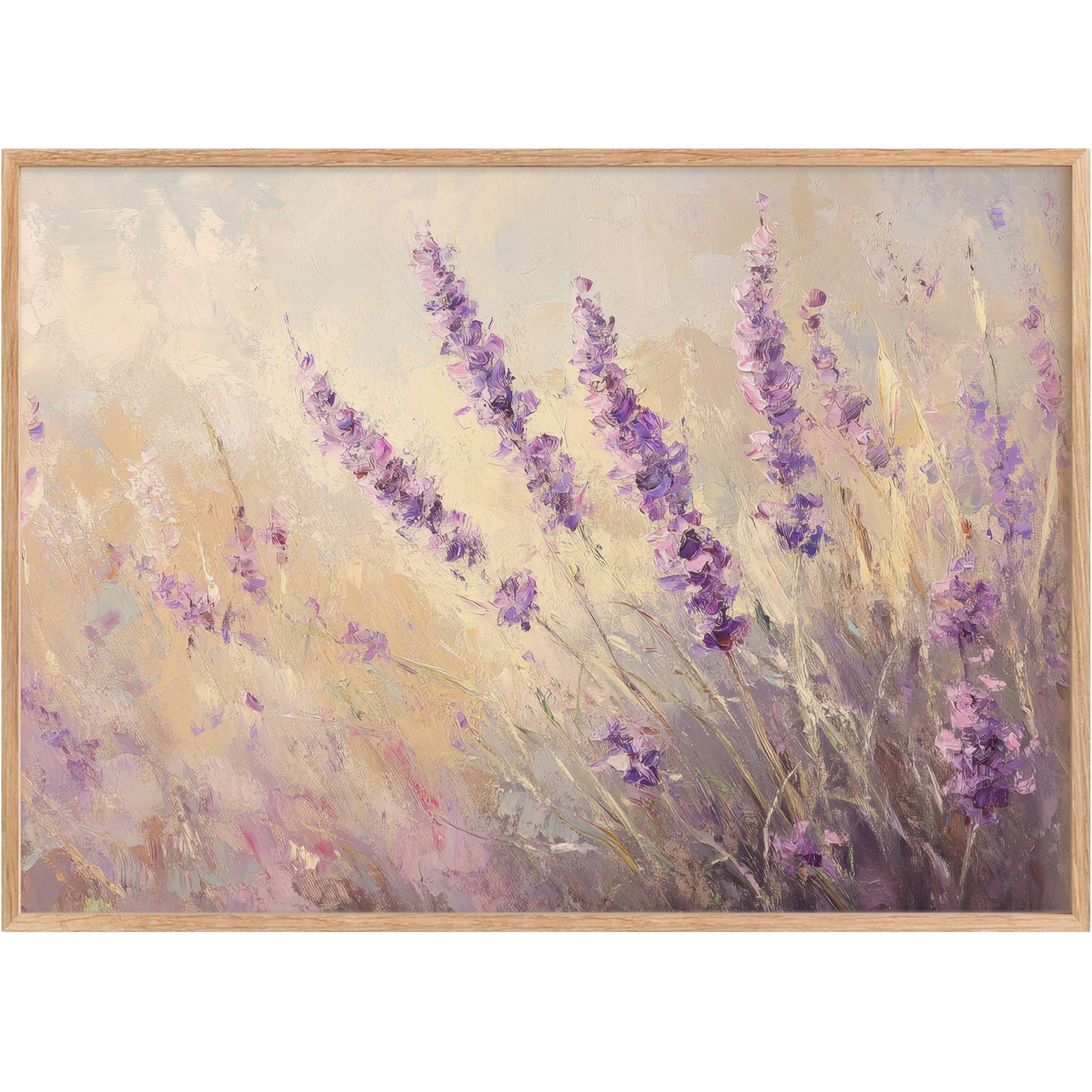 Elegant spring printable wall art featuring delicate lavender hues and soft beige tones, evoking a serene, radiant ambiance