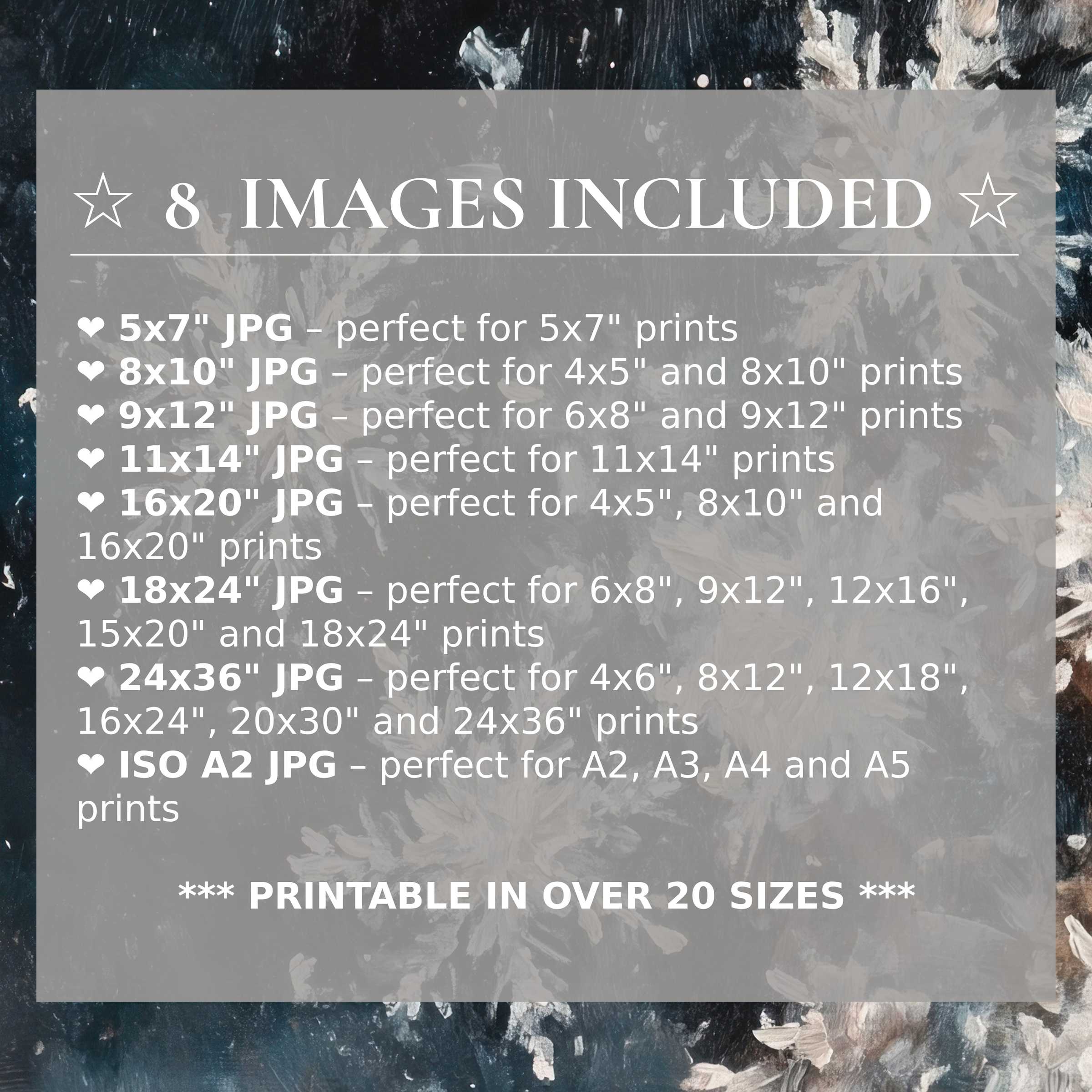 Radiant winter digital print in deep blues and soft neutrals, elevating modern interiors with elegant style; includes 8 high-quality sizes